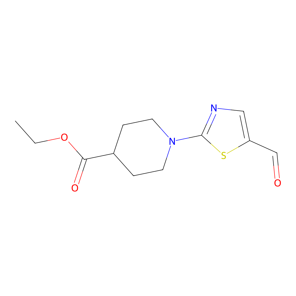 Ethyl 1-(5-formyl-1,3-thiazol-2-yl)-4-piperidinecarboxylate molecular structure, CAS 320423-62-9