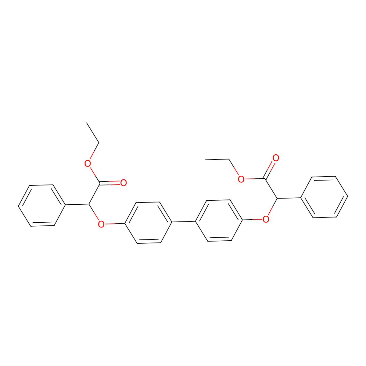 Ethyl 2-{[4'-(2-ethoxy-2-oxo-1-phenylethoxy)[1,1'-biphenyl]-4-yl]oxy}-2-phenylacetate molecular structure, CAS 320423-70-9