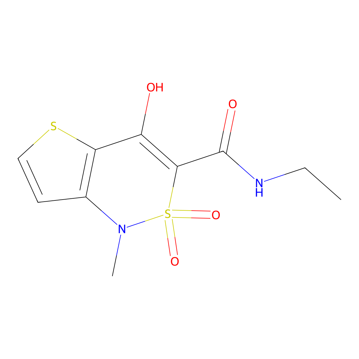 (3Z)-3-[ethylamino(hydroxy)methylidene]-1-methyl-2,2-dioxothieno[3,2-c]thiazin-4-one molecular structure, CAS 320423-75-4