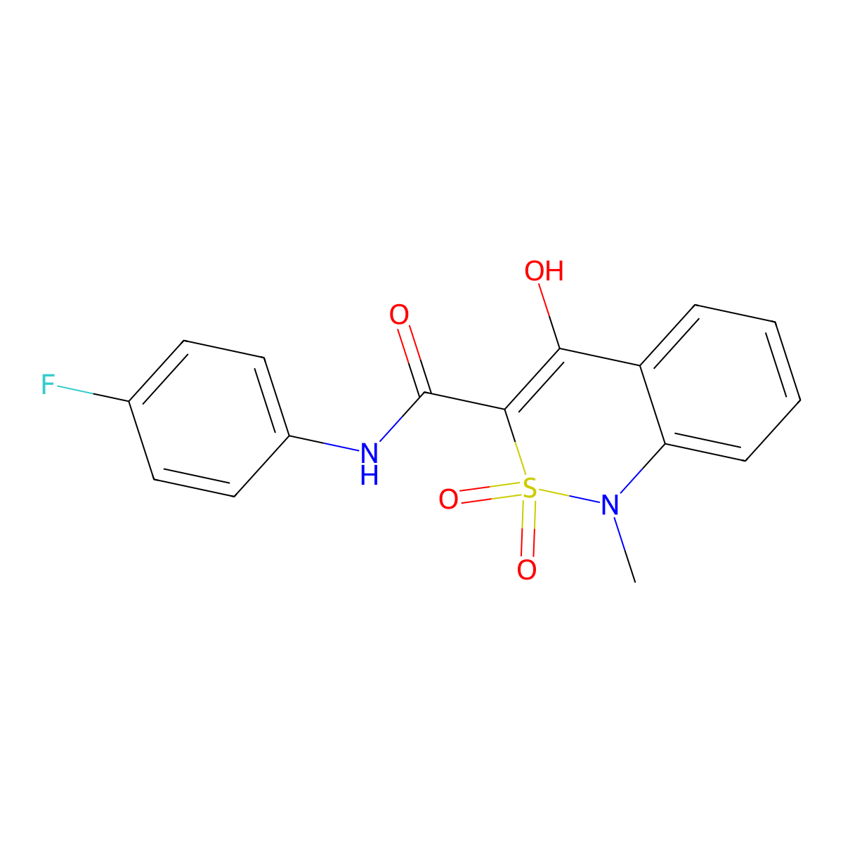 N-(4-fluorophenyl)-4-hydroxy-1-methyl-2,2-dioxo-1,2-dihydro-2lambda~6~,1-benzothiazine-3-carboxamide molecular structure, CAS 320423-81-2