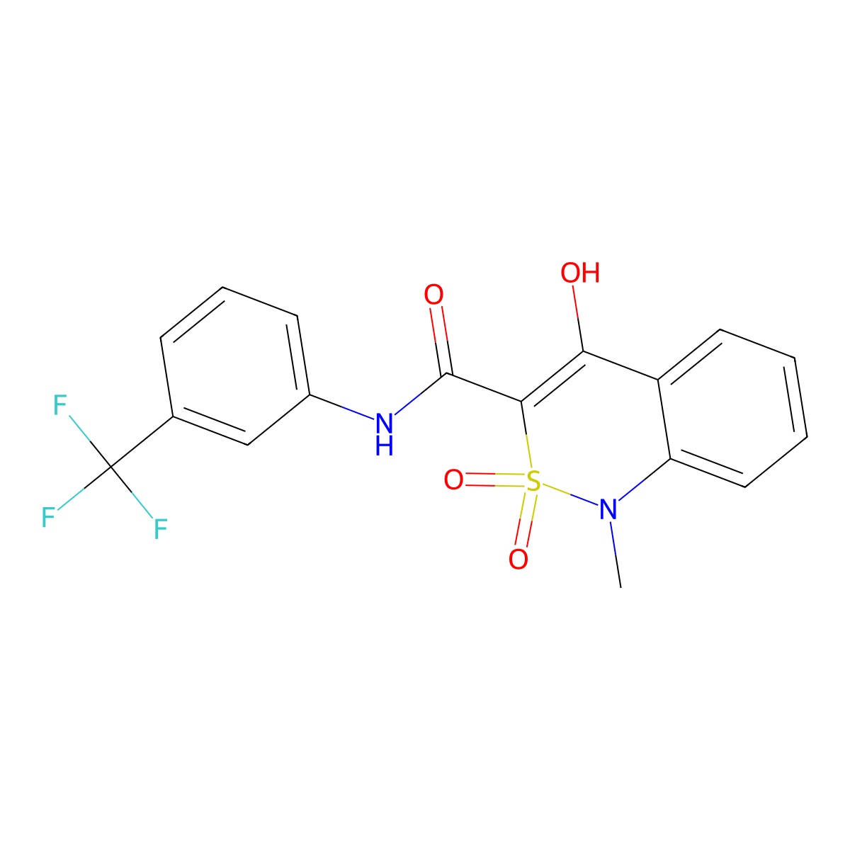 4-hydroxy-1-methyl-2,2-dioxo-N-[3-(trifluoromethyl)phenyl]-1,2-dihydro-2lambda~6~,1-benzothiazine-3-carboxamide molecular structure, CAS 320423-82-3