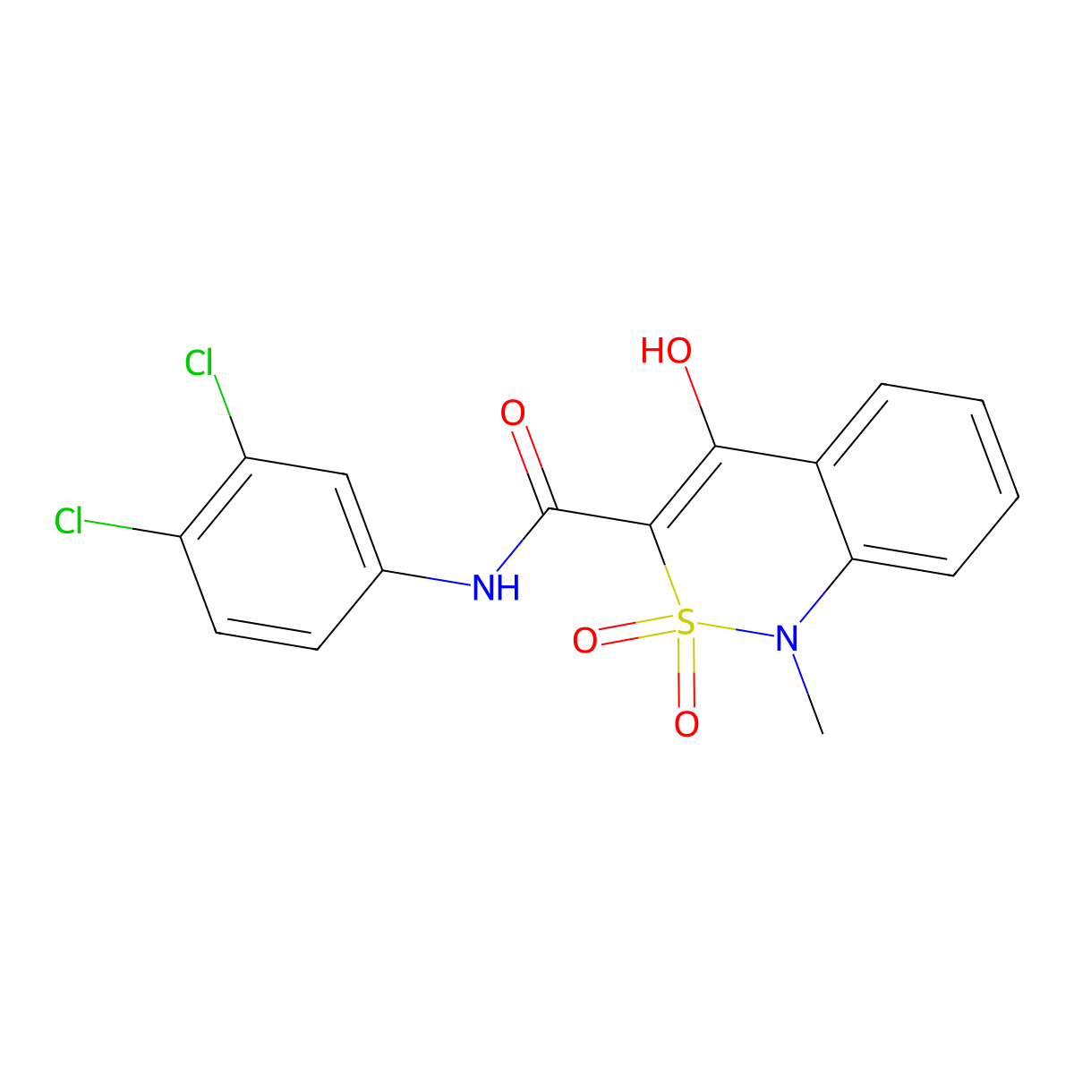 N-(3,4-dichlorophenyl)-4-hydroxy-1-methyl-2,2-dioxo-1,2-dihydro-2lambda~6~,1-benzothiazine-3-carboxamide molecular structure, CAS 320423-87-8
