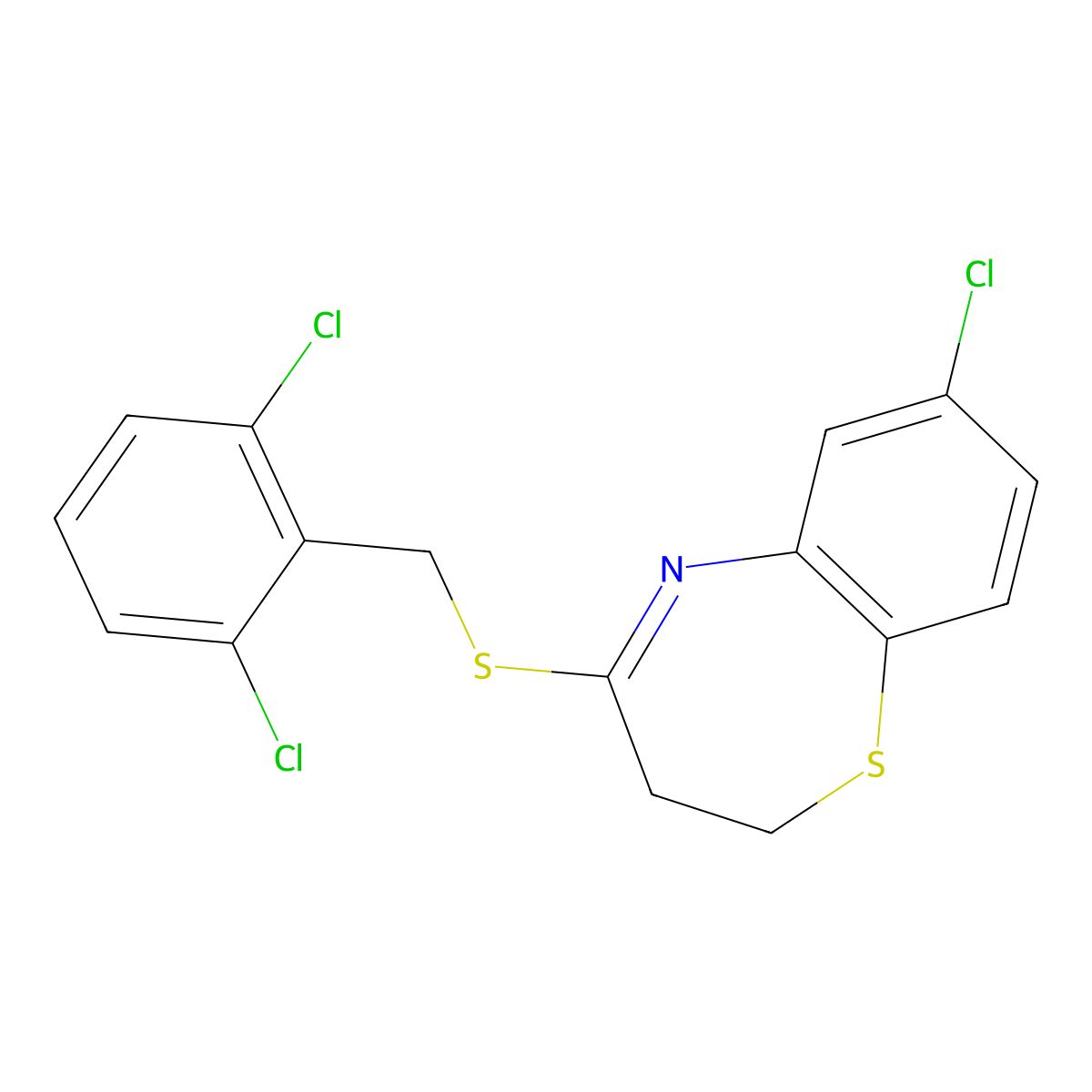7-Chloro-4-[(2,6-dichlorobenzyl)sulfanyl]-2,3-dihydro-1,5-benzothiazepine molecular structure, CAS 320423-90-3