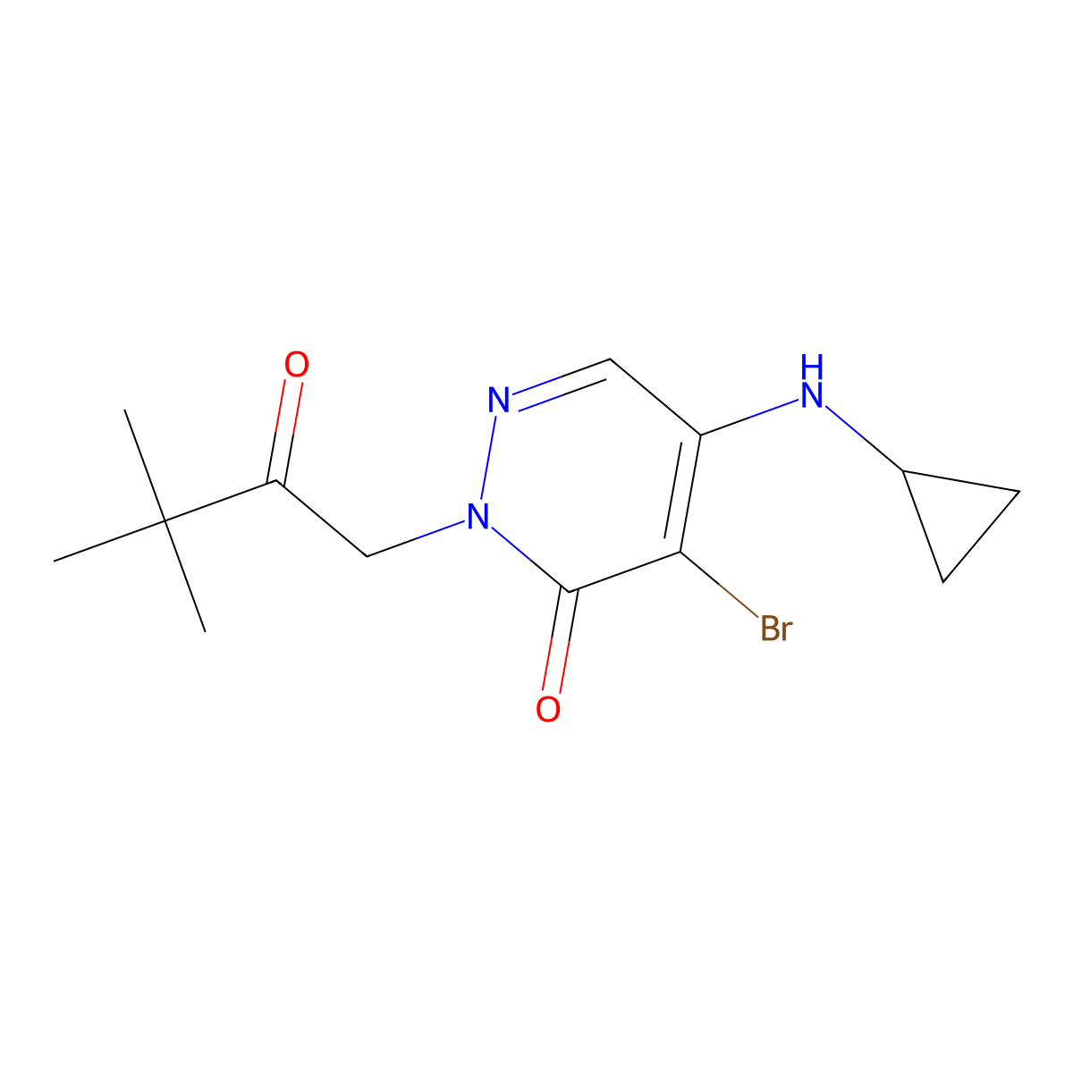 4-bromo-5-(cyclopropylamino)-2-(3,3-dimethyl-2-oxobutyl)-3(2H)-pyridazinone molecular structure, CAS 320423-92-5