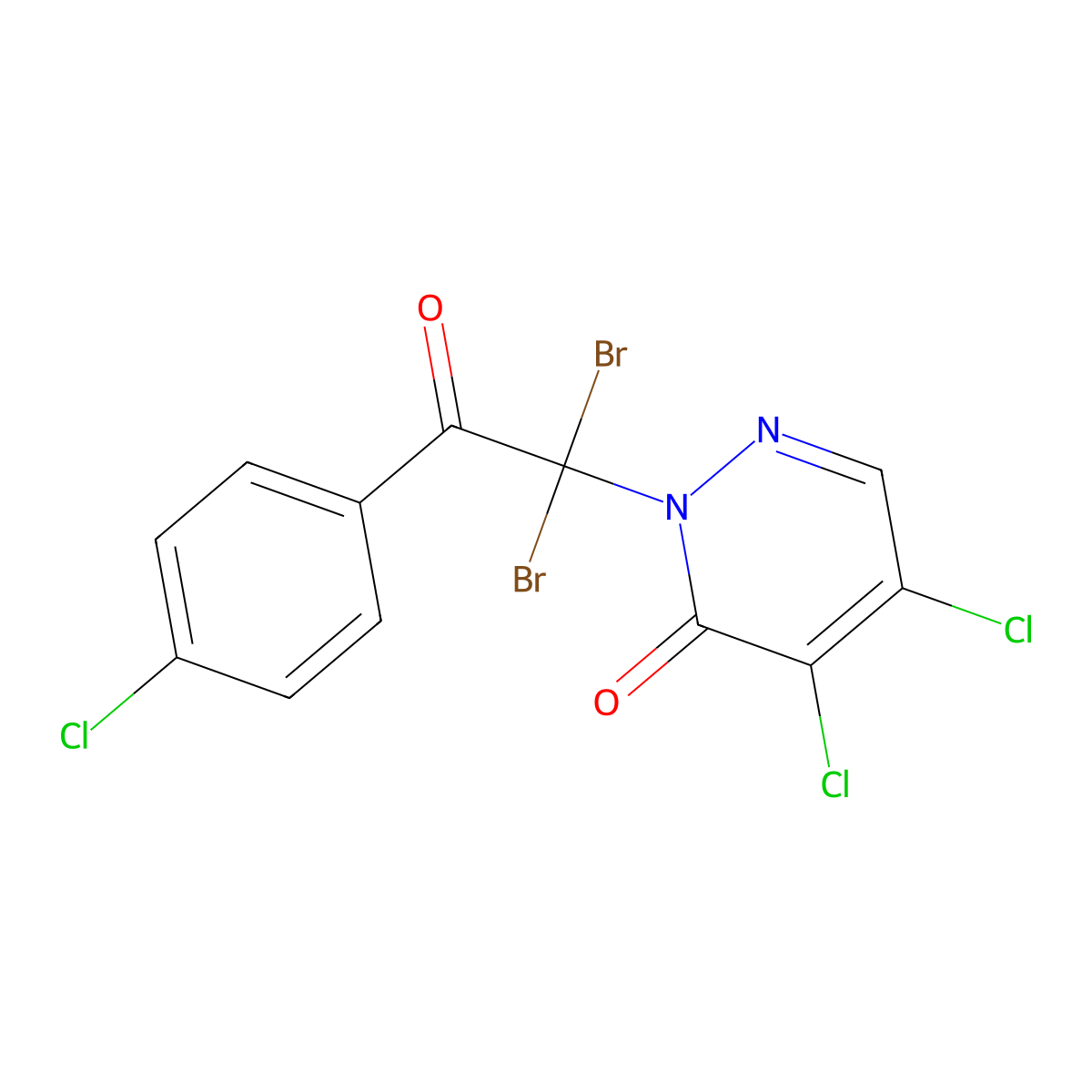 4,5-dichloro-2-[1,1-dibromo-2-(4-chlorophenyl)-2-oxoethyl]-3(2H)-pyridazinone molecular structure, CAS 320423-93-6