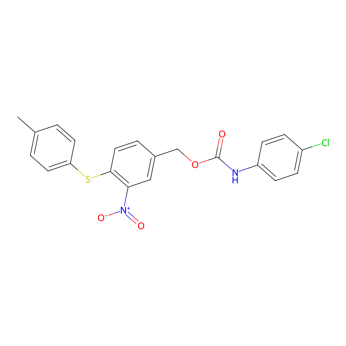 4-[(4-methylphenyl)sulfanyl]-3-nitrobenzyl N-(4-chlorophenyl)carbamate molecular structure, CAS 320424-08-6