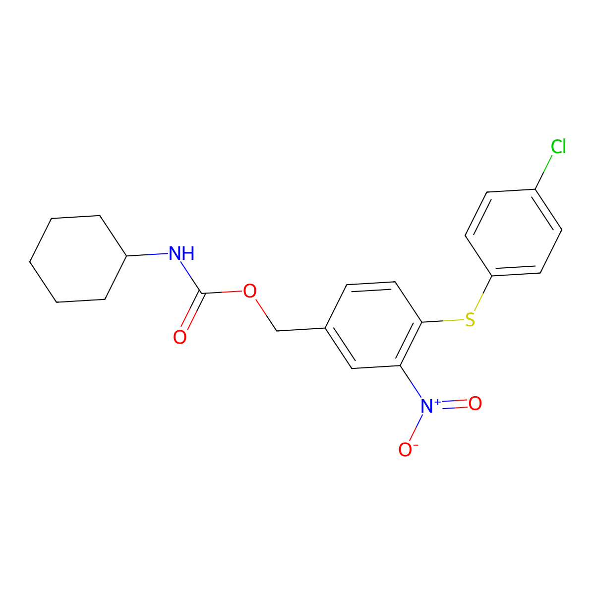 4-[(4-chlorophenyl)sulfanyl]-3-nitrobenzyl N-cyclohexylcarbamate molecular structure, CAS 320424-17-7