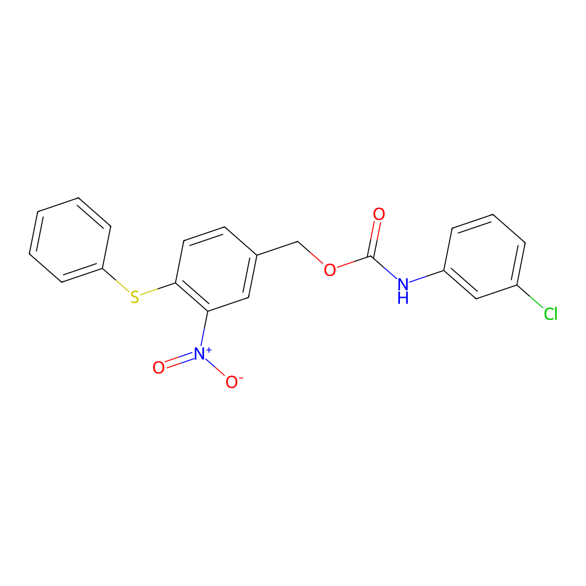 3-nitro-4-(phenylsulfanyl)benzyl N-(3-chlorophenyl)carbamate molecular structure, CAS 320424-19-9