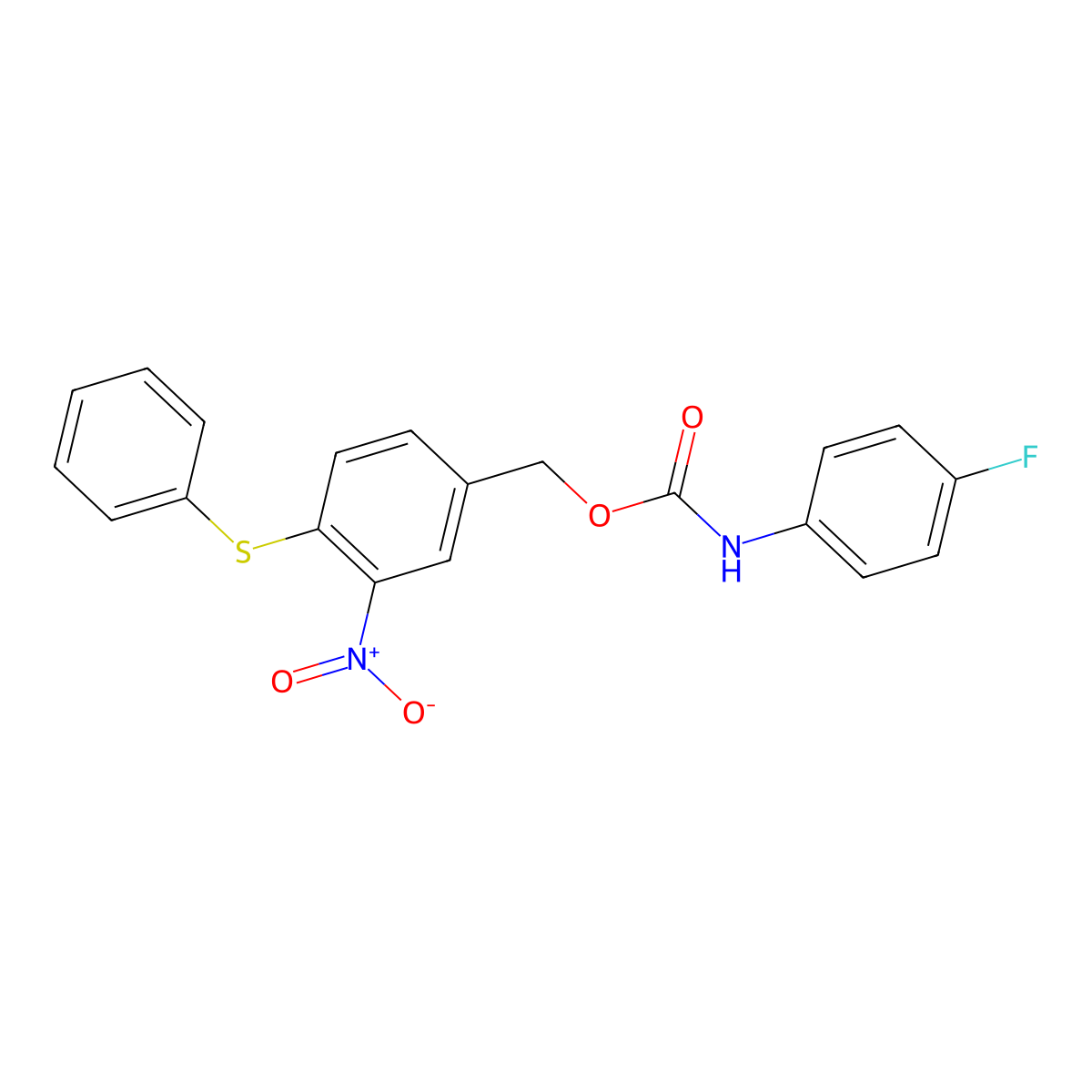 3-nitro-4-(phenylsulfanyl)benzyl N-(4-fluorophenyl)carbamate molecular structure, CAS 320424-20-2