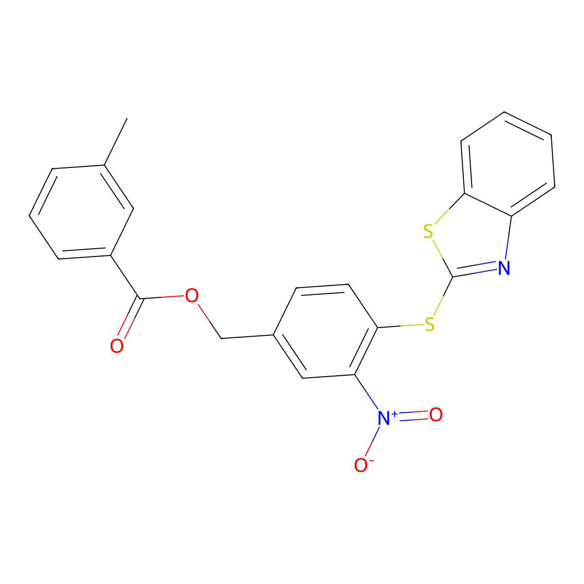 [4-(1,3-Benzothiazol-2-ylsulfanyl)-3-nitrophenyl]methyl 3-methylbenzoate molecular structure, CAS 320424-21-3