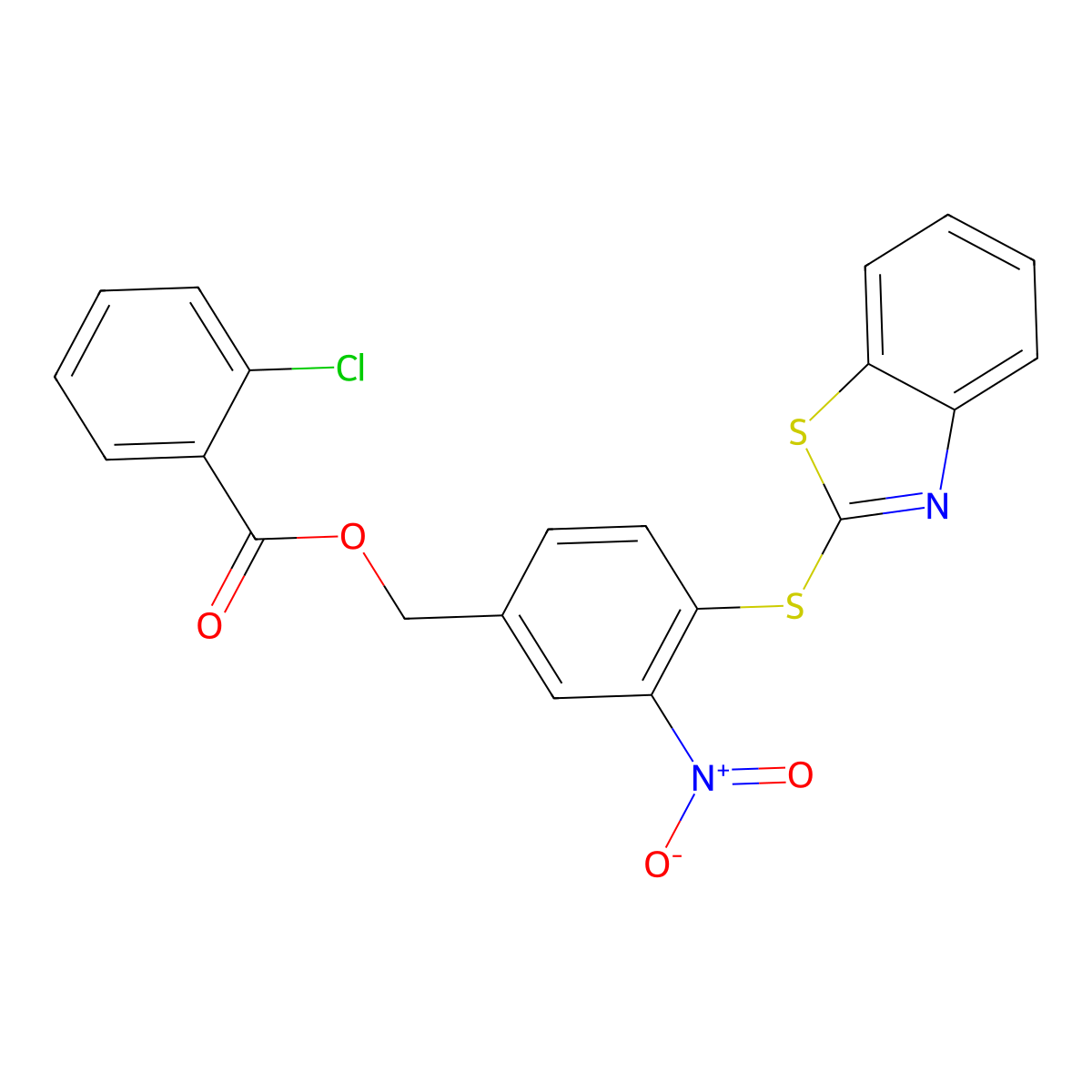 [4-(1,3-Benzothiazol-2-ylsulfanyl)-3-nitrophenyl]methyl 2-chlorobenzoate molecular structure, CAS 320424-23-5
