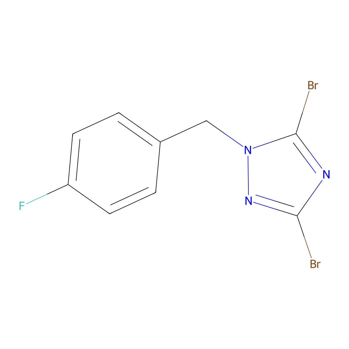 3,5-Dibromo-1-[(4-fluorophenyl)methyl]-1H-1,2,4-triazole molecular structure, CAS 320424-28-0