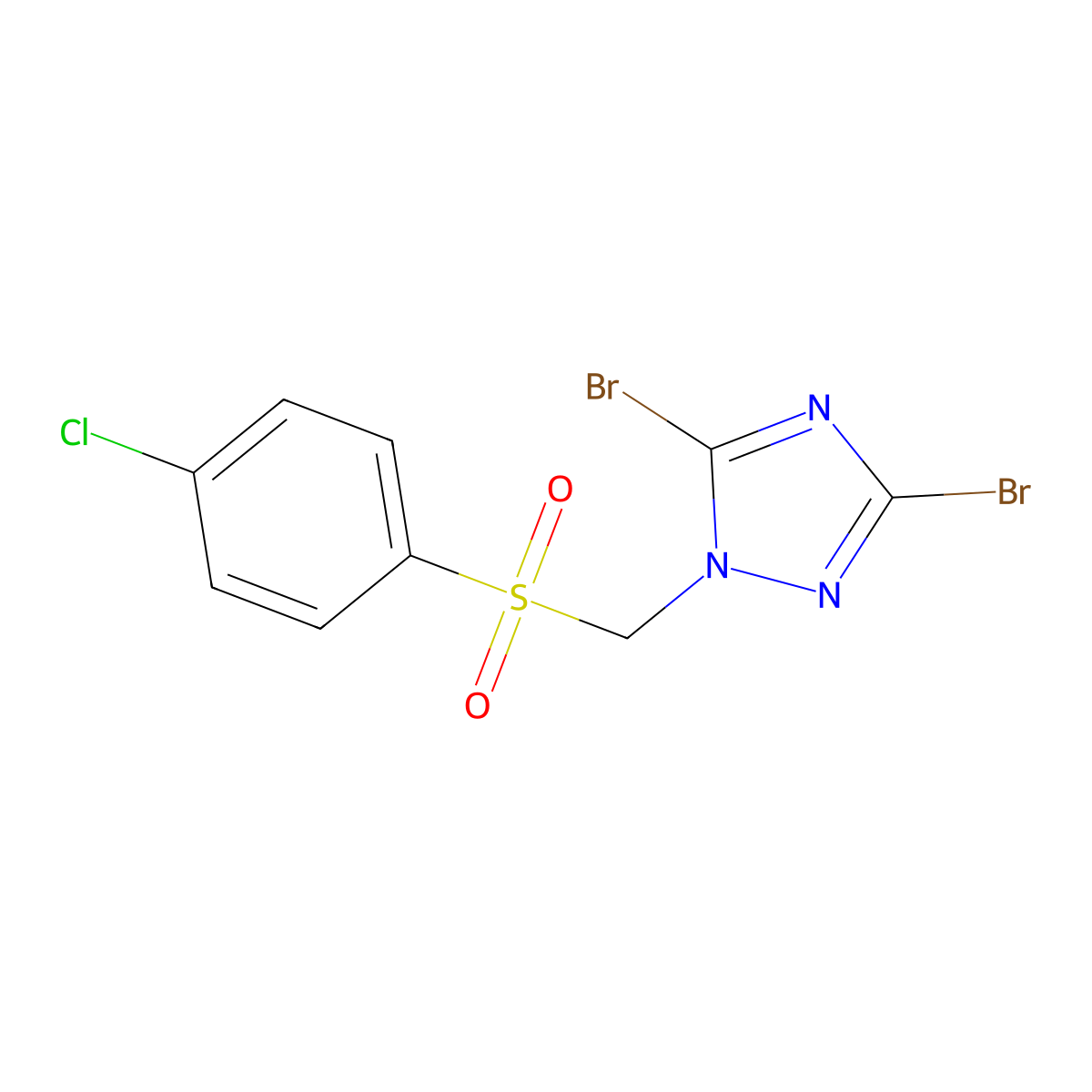 3,5-dibromo-1-{[(4-chlorophenyl)sulfonyl]methyl}-1H-1,2,4-triazole molecular structure, CAS 320424-30-4