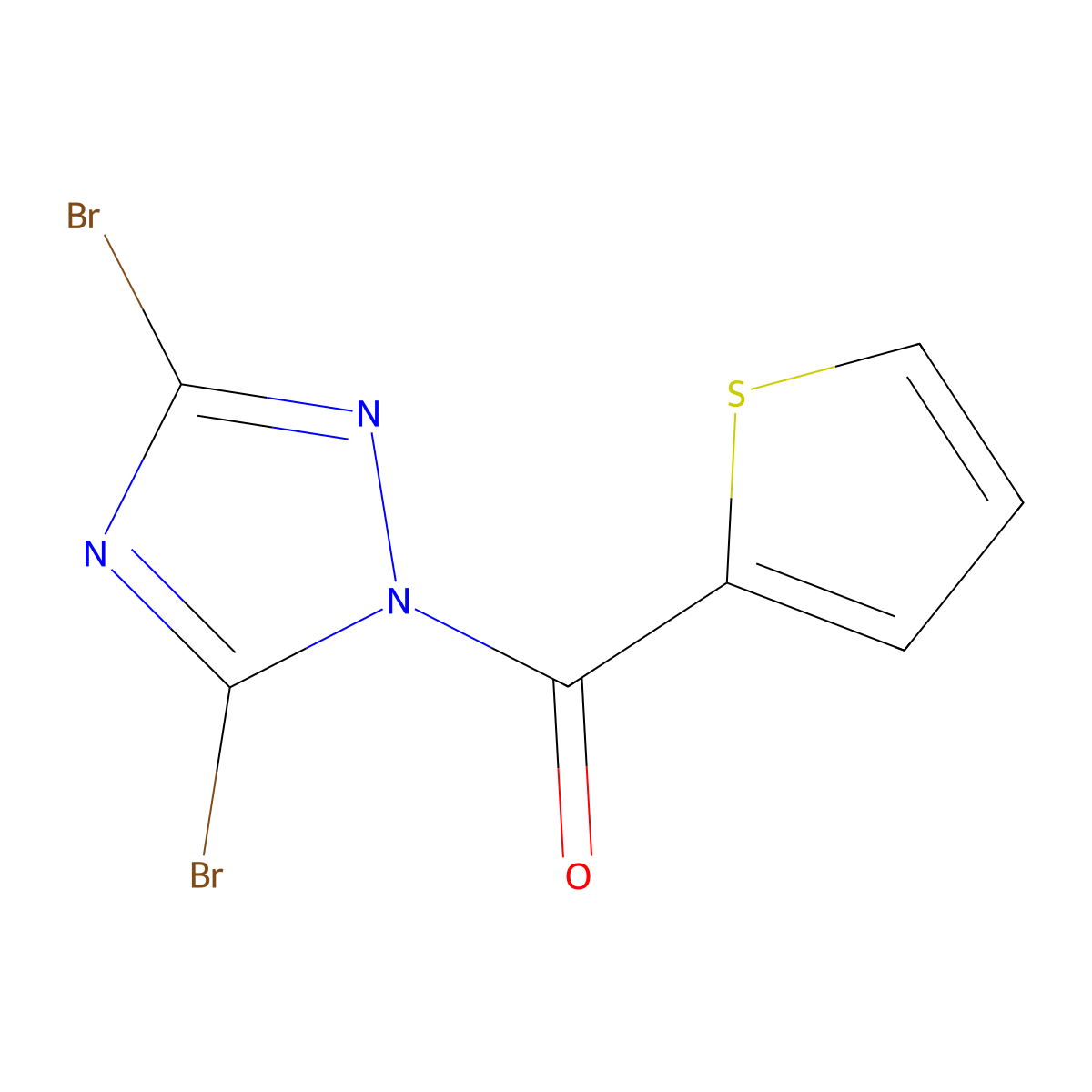 (3,5-Dibromo-1,2,4-triazol-1-yl)-thiophen-2-ylmethanone molecular structure, CAS 320424-35-9