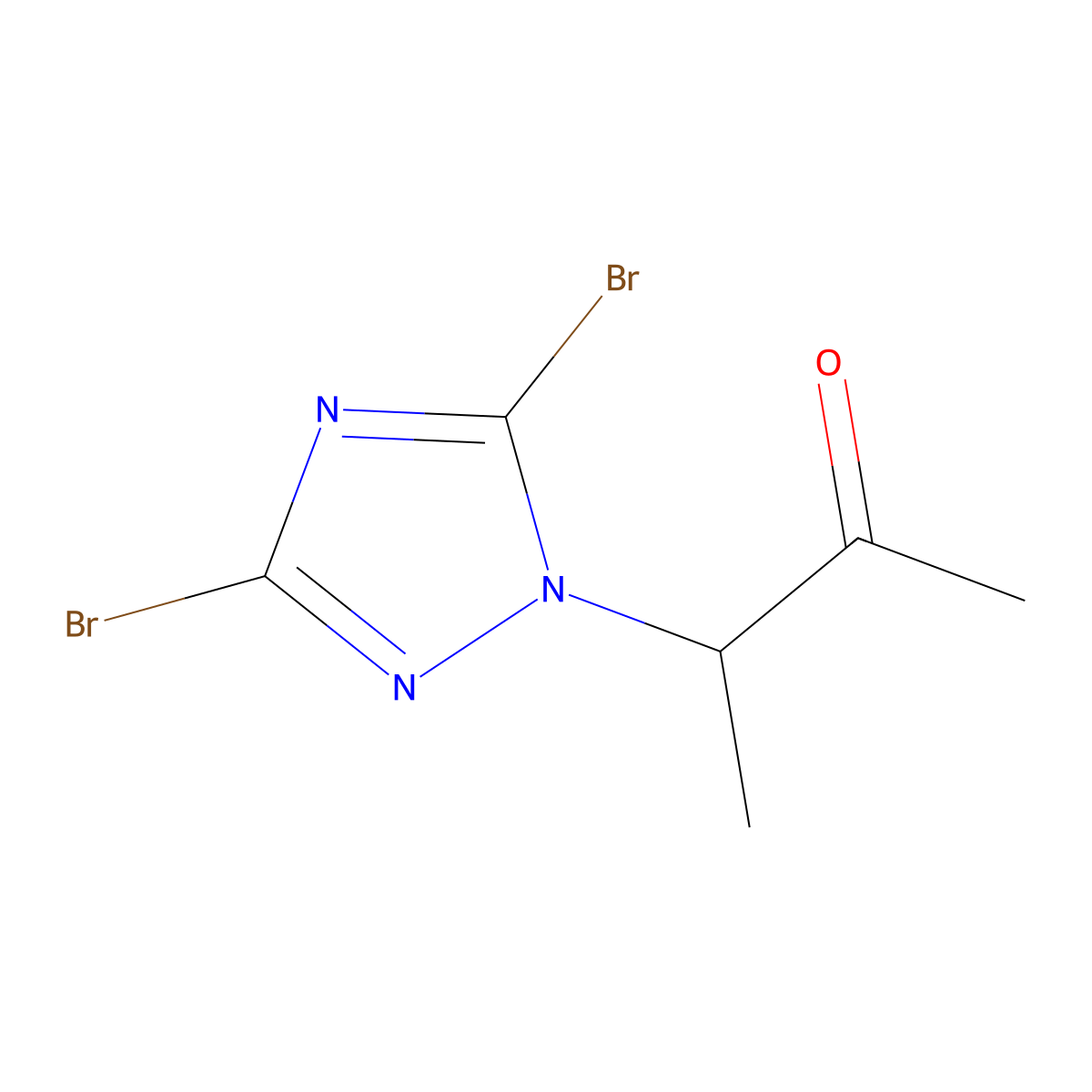 3-(3,5-dibromo-1H-1,2,4-triazol-1-yl)-2-butanone molecular structure, CAS 320424-38-2