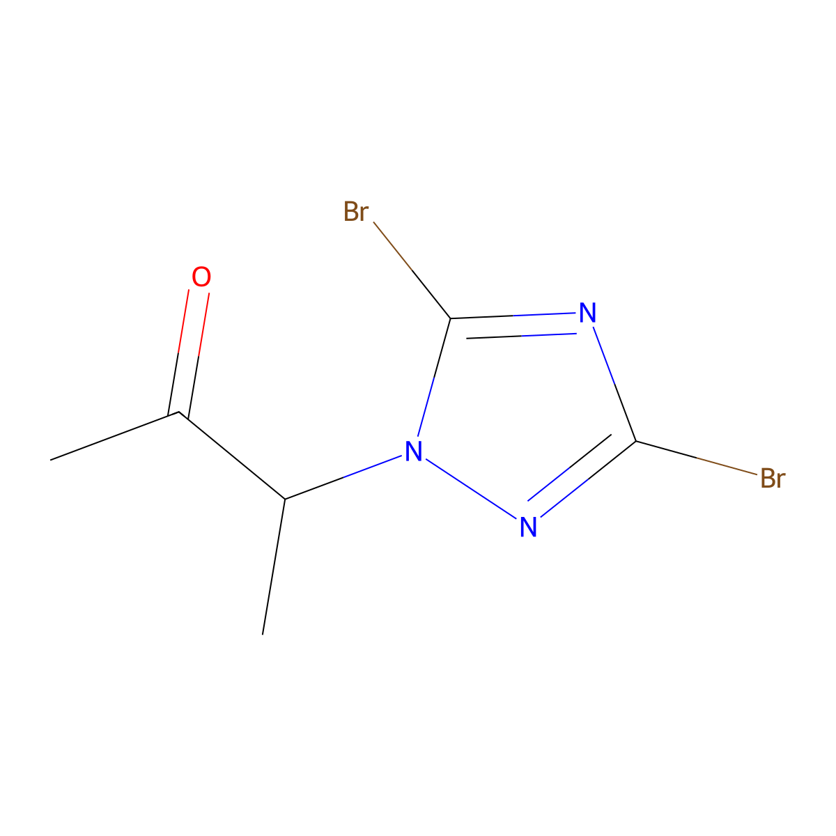 3-(3,5-dibromo-1H-1,2,4-triazol-1-yl)-2-butanone molecular structure, CAS 320424-38-2