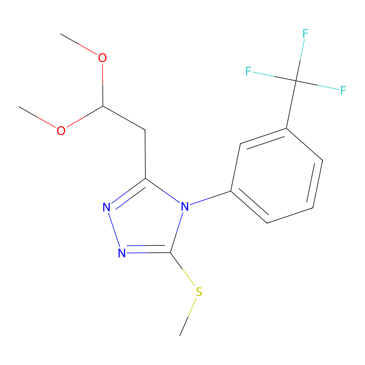 3-(2,2-dimethoxyethyl)-5-(methylsulfanyl)-4-[3-(trifluoromethyl)phenyl]-4H-1,2,4-triazole molecular structure, CAS 320424-71-3