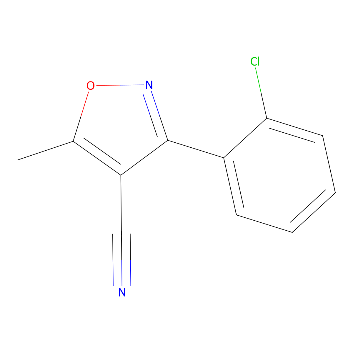3-(2-Chlorophenyl)-5-methyl-1,2-oxazole-4-carbonitrile molecular structure, CAS 320424-75-7