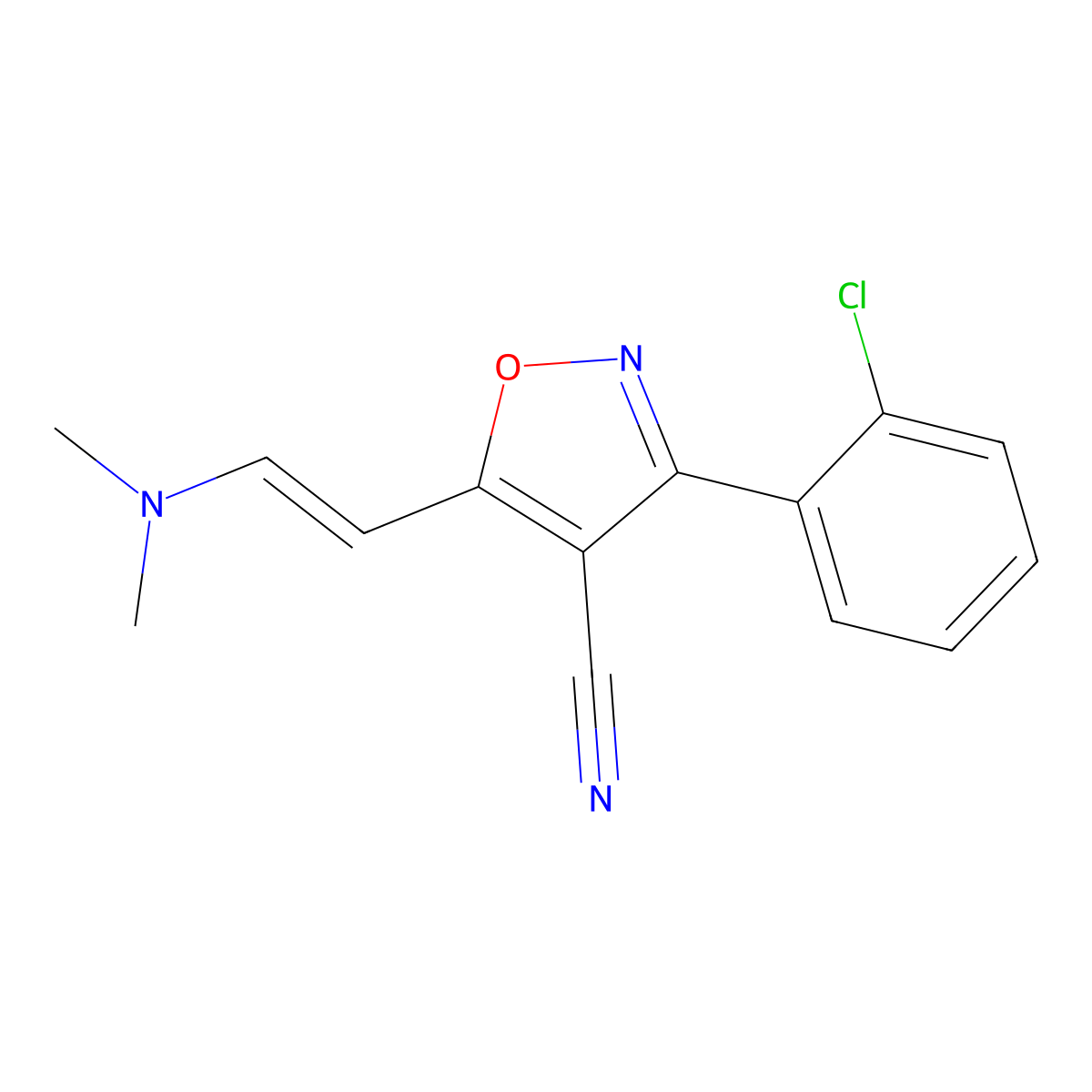 3-(2-chlorophenyl)-5-[(E)-2-(dimethylamino)ethenyl]-1,2-oxazole-4-carbonitrile molecular structure, CAS 320424-80-4