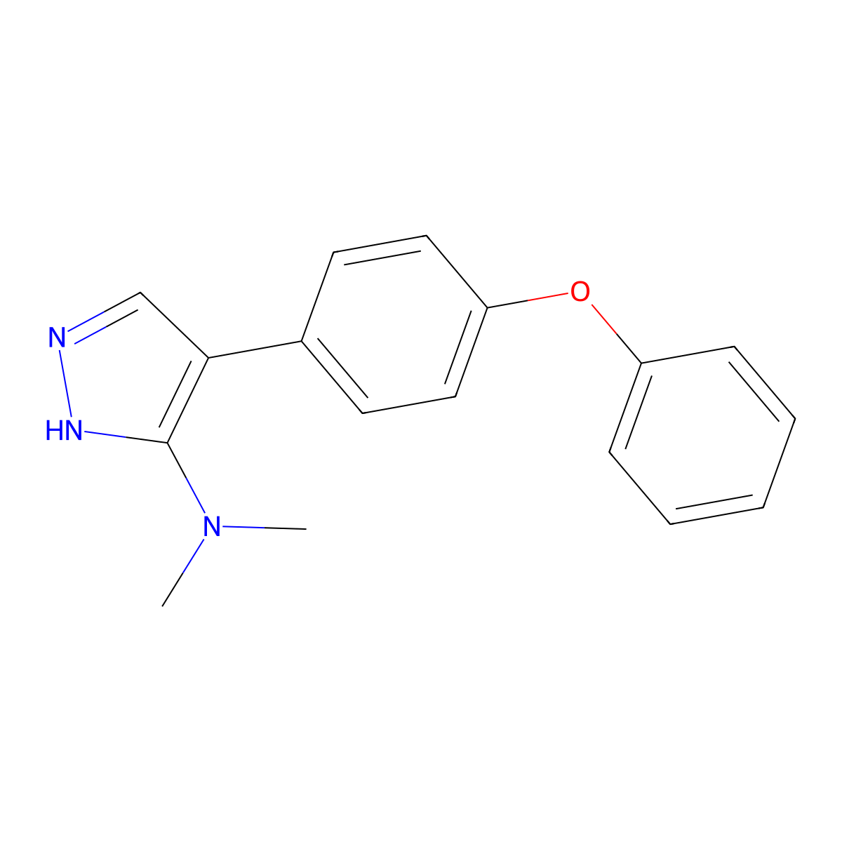 N,N-dimethyl-4-(4-phenoxyphenyl)-1H-pyrazol-3-amine molecular structure, CAS 320424-85-9