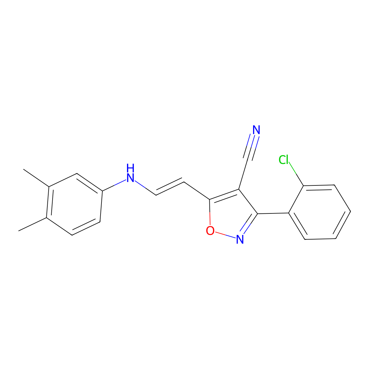 3-(2-Chlorophenyl)-5-[2-(3,4-dimethylanilino)vinyl]-4-isoxazolecarbonitrile molecular structure, CAS 320424-87-1