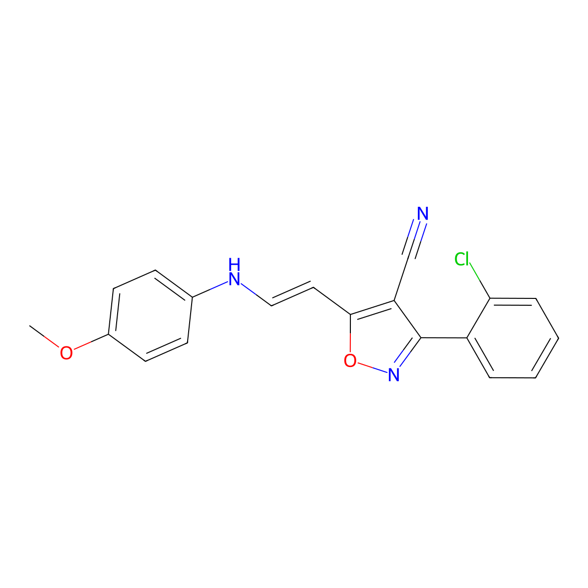 3-(2-Chlorophenyl)-5-[2-(4-methoxyanilino)vinyl]-4-isoxazolecarbonitrile molecular structure, CAS 320424-91-7