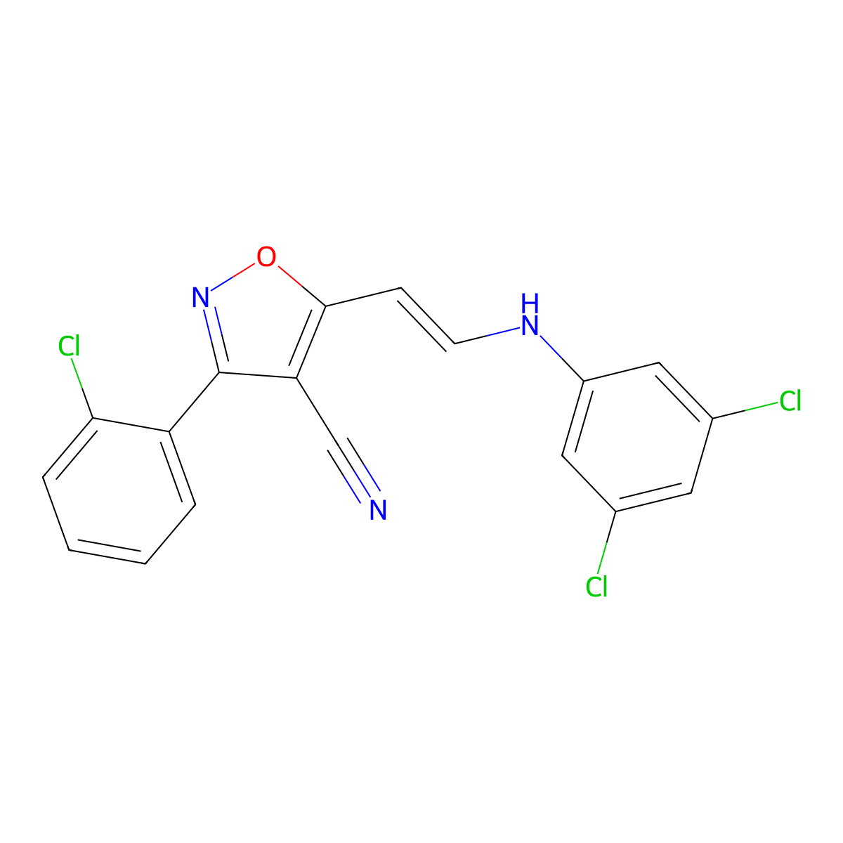 3-(2-Chlorophenyl)-5-[2-(3,5-dichloroanilino)vinyl]-4-isoxazolecarbonitrile molecular structure, CAS 320425-17-0