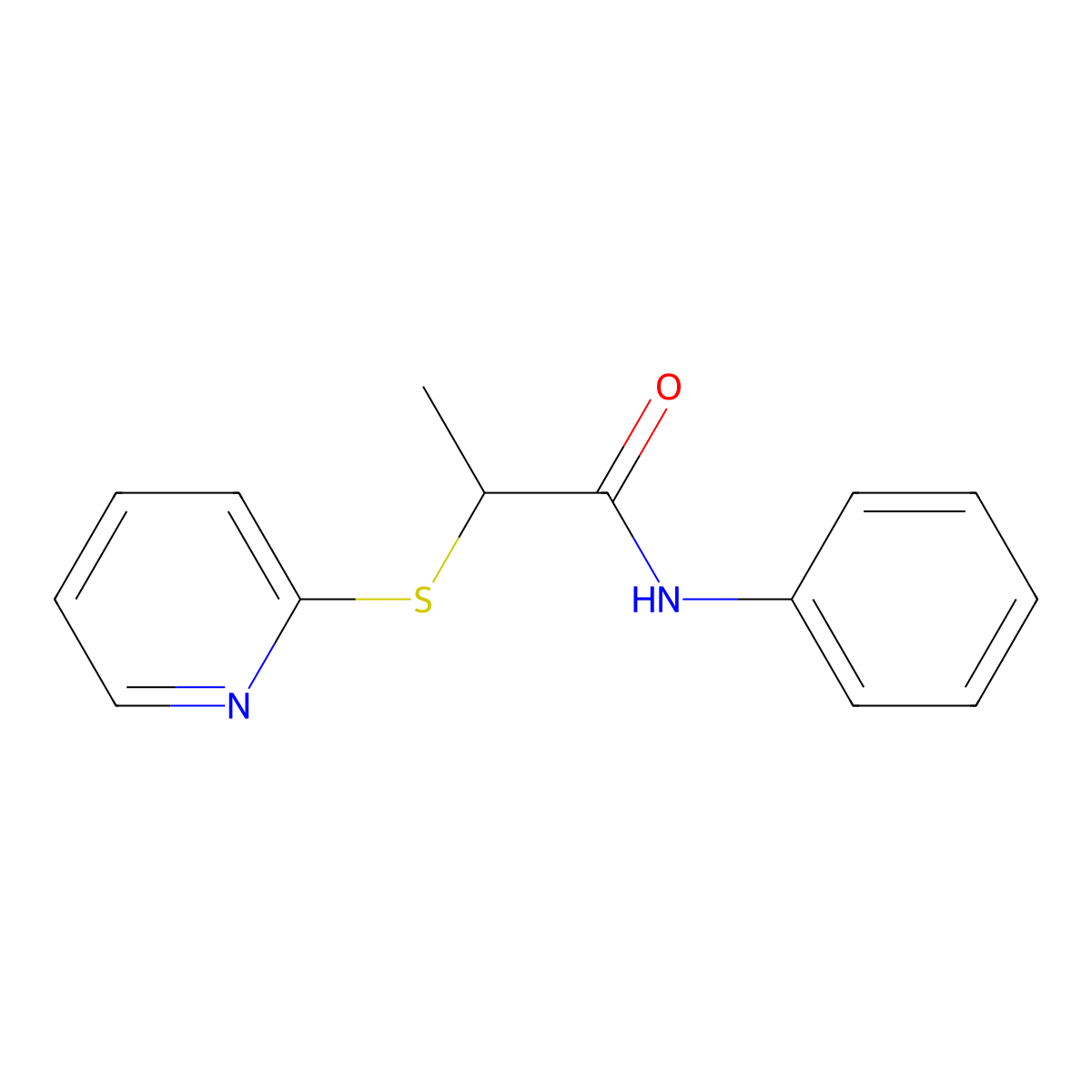 N-phenyl-2-(pyridin-2-ylsulfanyl)propanamide molecular structure, CAS 32044-04-5