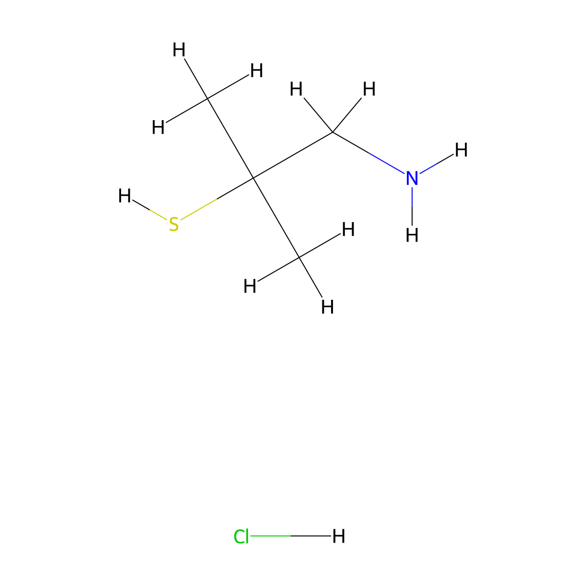 1-Amino-2-methyl-2-propanethiol hydrochloride molecular structure, CAS 32047-53-3