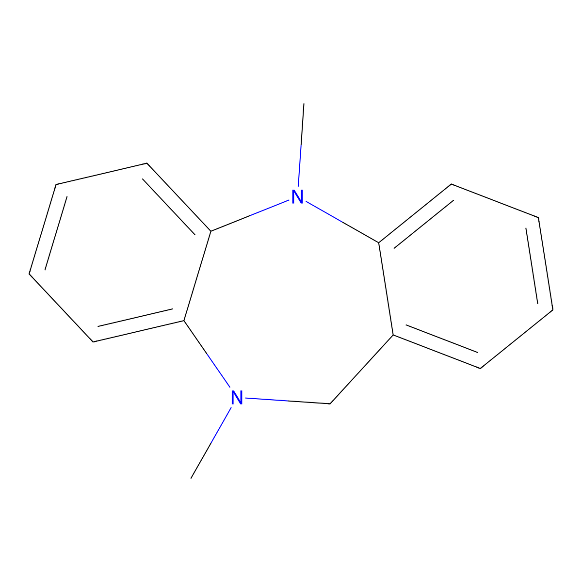 5H-Dibenzo(b,e)(1,4)diazepine, 10,11-dihydro-5,10-dimethyl- molecular structure, CAS 32047-74-8