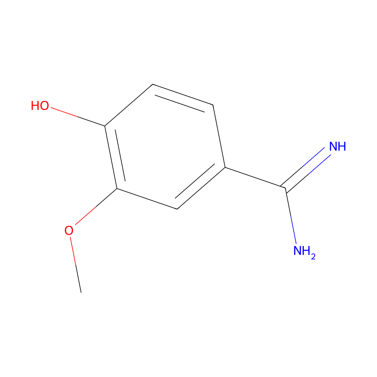 4-Hydroxy-3-methoxy-benzamidine molecular structure, CAS 32048-20-7