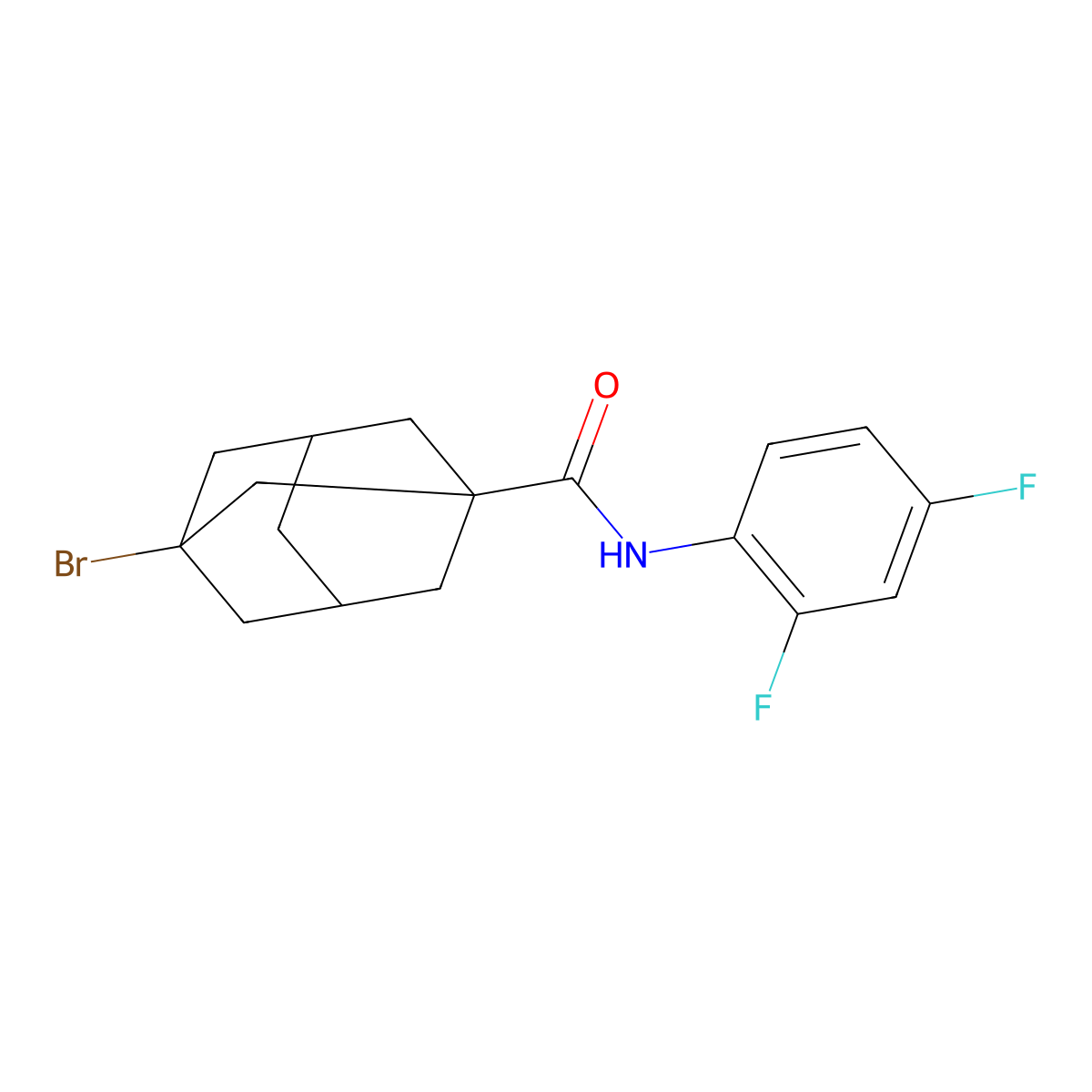 3-bromo-N-(2,4-difluorophenyl)adamantane-1-carboxamide molecular structure, CAS 320582-74-9