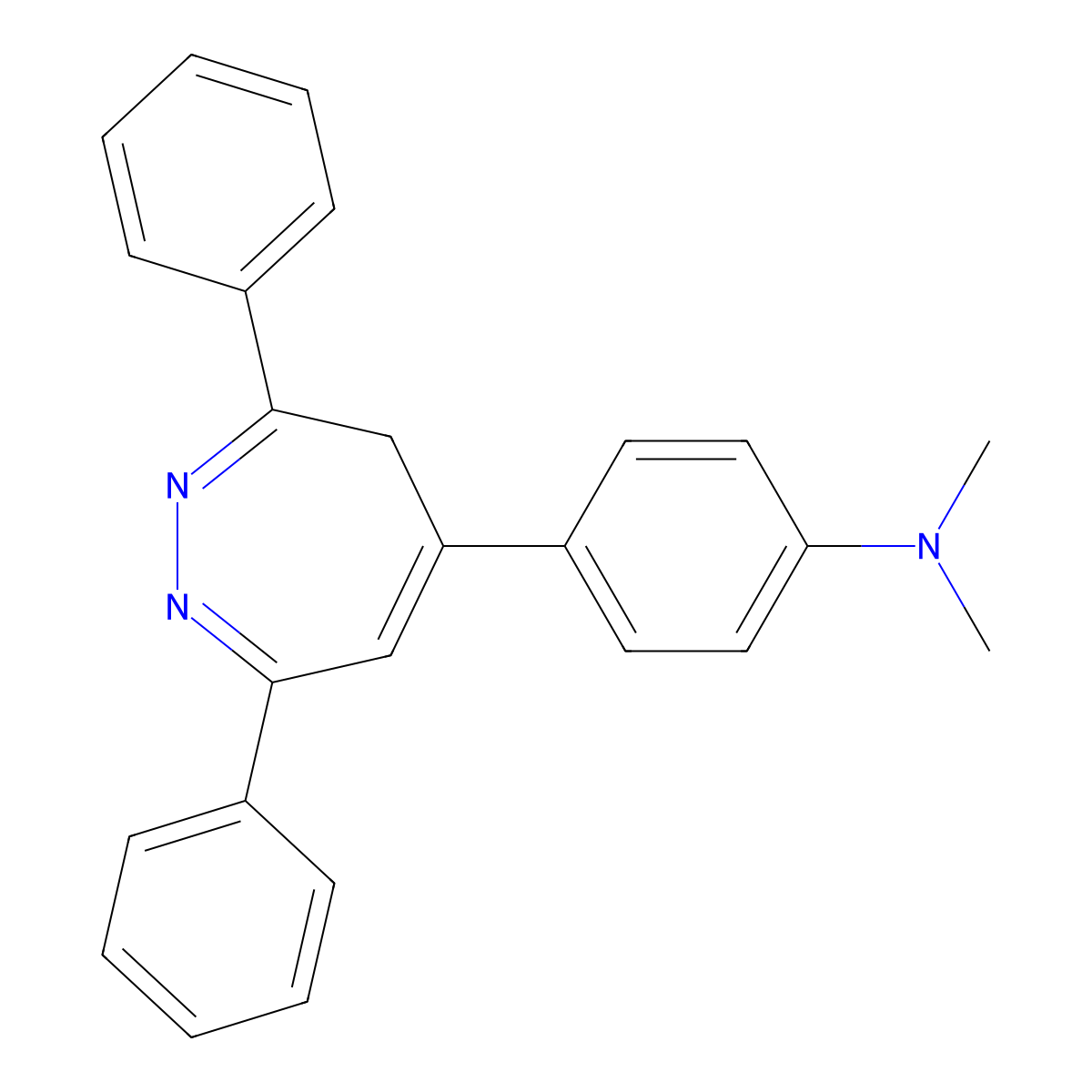 Benzenamine, 4-(3,7-diphenyl-4H-1,2-diazepin-5-yl)-N,N-dimethyl- molecular structure, CAS 32059-53-3