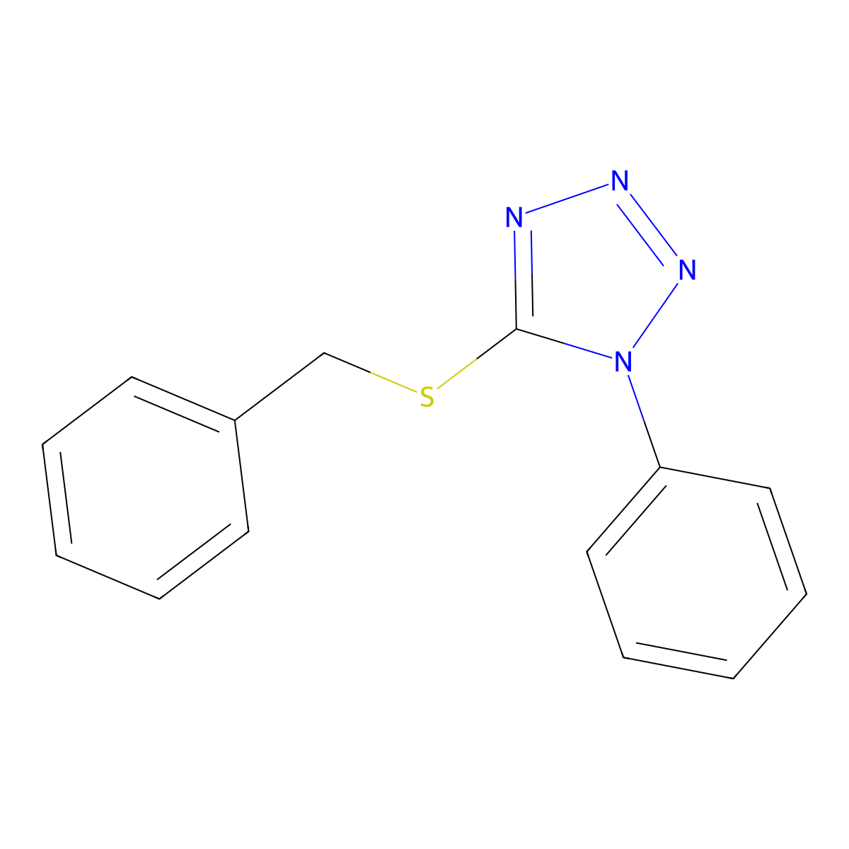 5-(benzylsulfanyl)-1-phenyl-1H-1,2,3,4-tetrazole molecular structure, CAS 3206-48-2