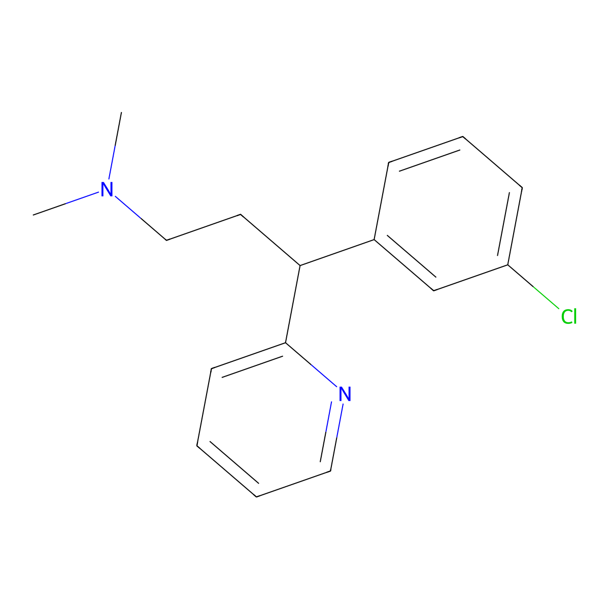 3-(3-chlorophenyl)-N,N-dimethyl-3-(pyridin-2-yl)propan-1-amine molecular structure, CAS 32060-45-0