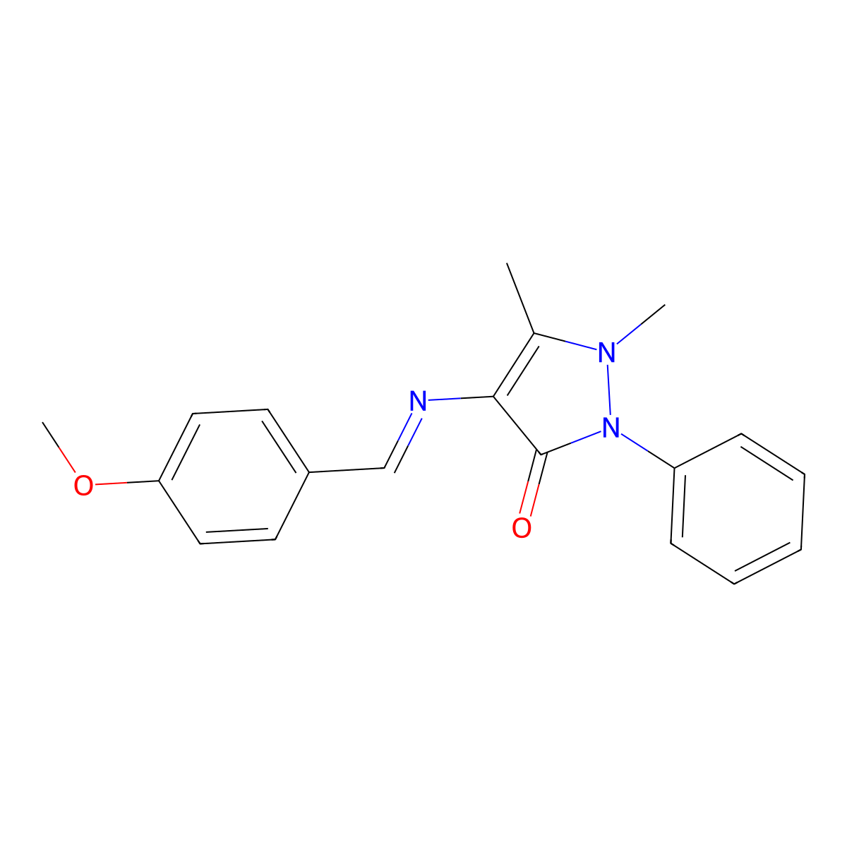 4-((N-4-Methoxybenzylidene)amino)antipyrine molecular structure, CAS 32061-14-6