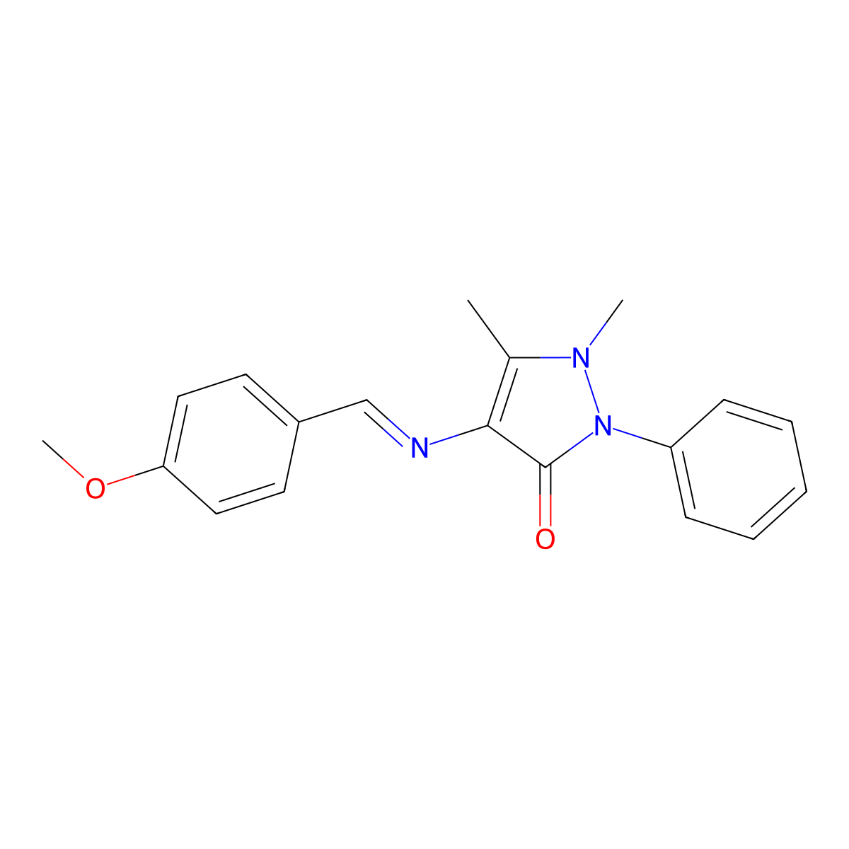 4-((N-4-Methoxybenzylidene)amino)antipyrine molecular structure, CAS 32061-14-6