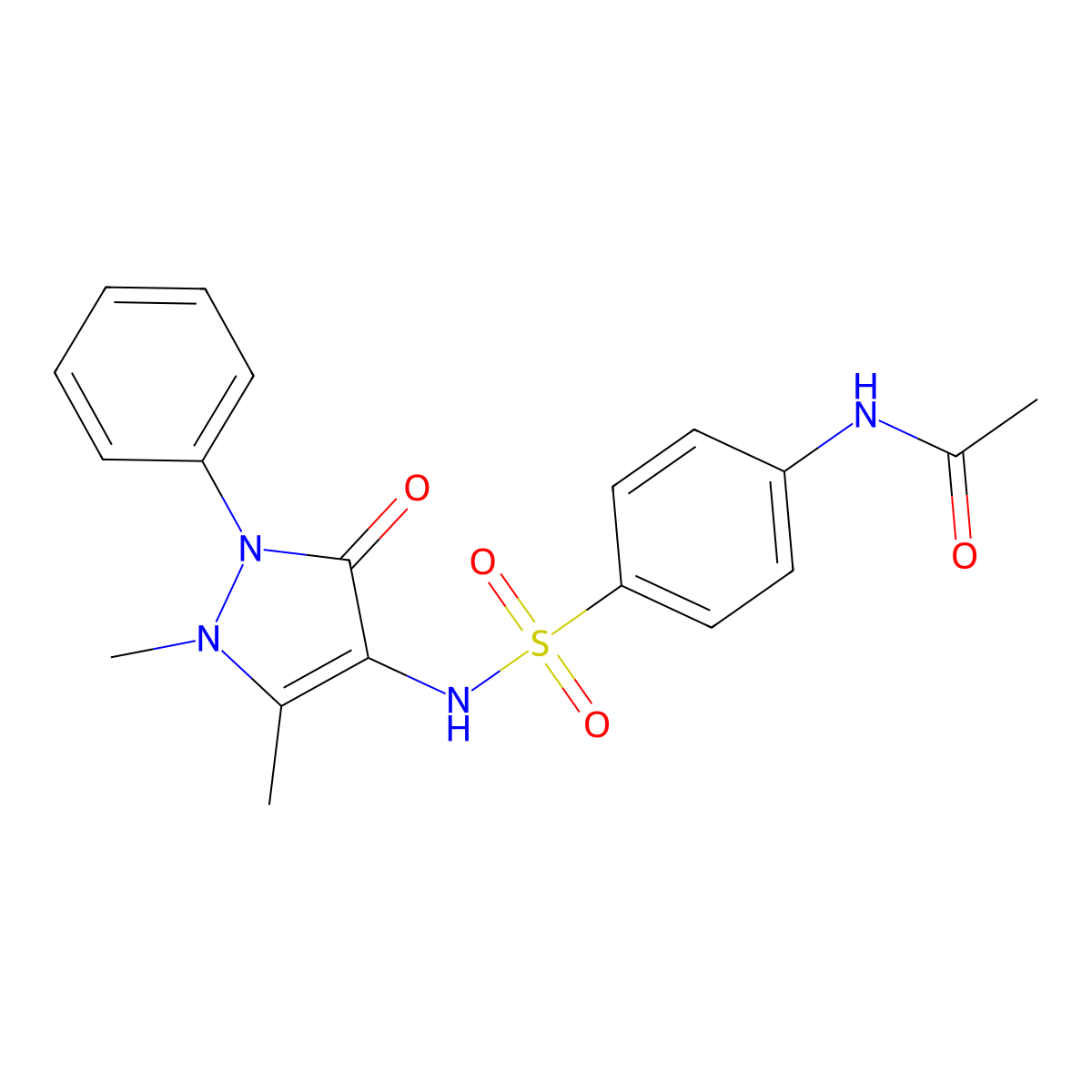 N-{4-[(1,5-dimethyl-3-oxo-2-phenyl-2,3-dihydro-1H-pyrazol-4-yl)sulfamoyl]phenyl}acetamide molecular structure, CAS 32061-15-7