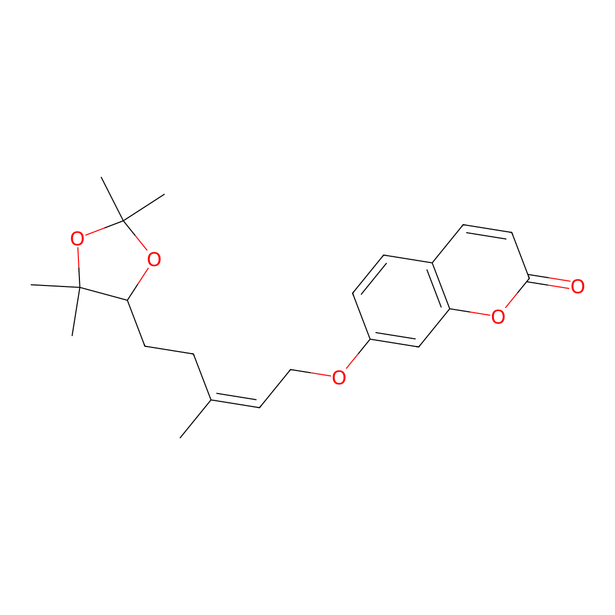 7-[3-methyl-5-[(4R)-2,2,5,5-tetramethyl-1,3-dioxolan-4-yl]pent-2-enoxy]chromen-2-one molecular structure, CAS 320624-68-8