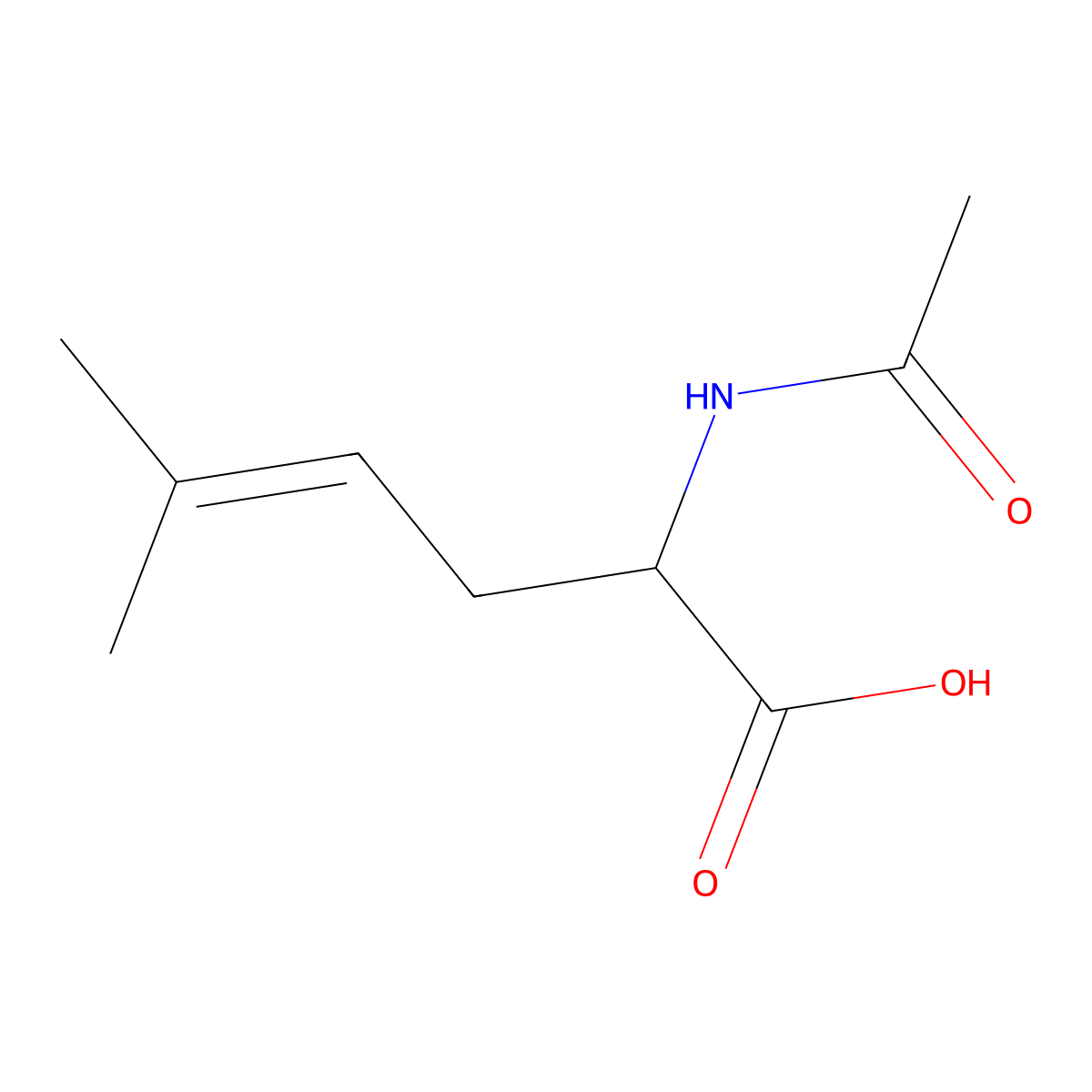 2-Acetamido-5-methylhex-4-enoic acid molecular structure, CAS 32065-57-9