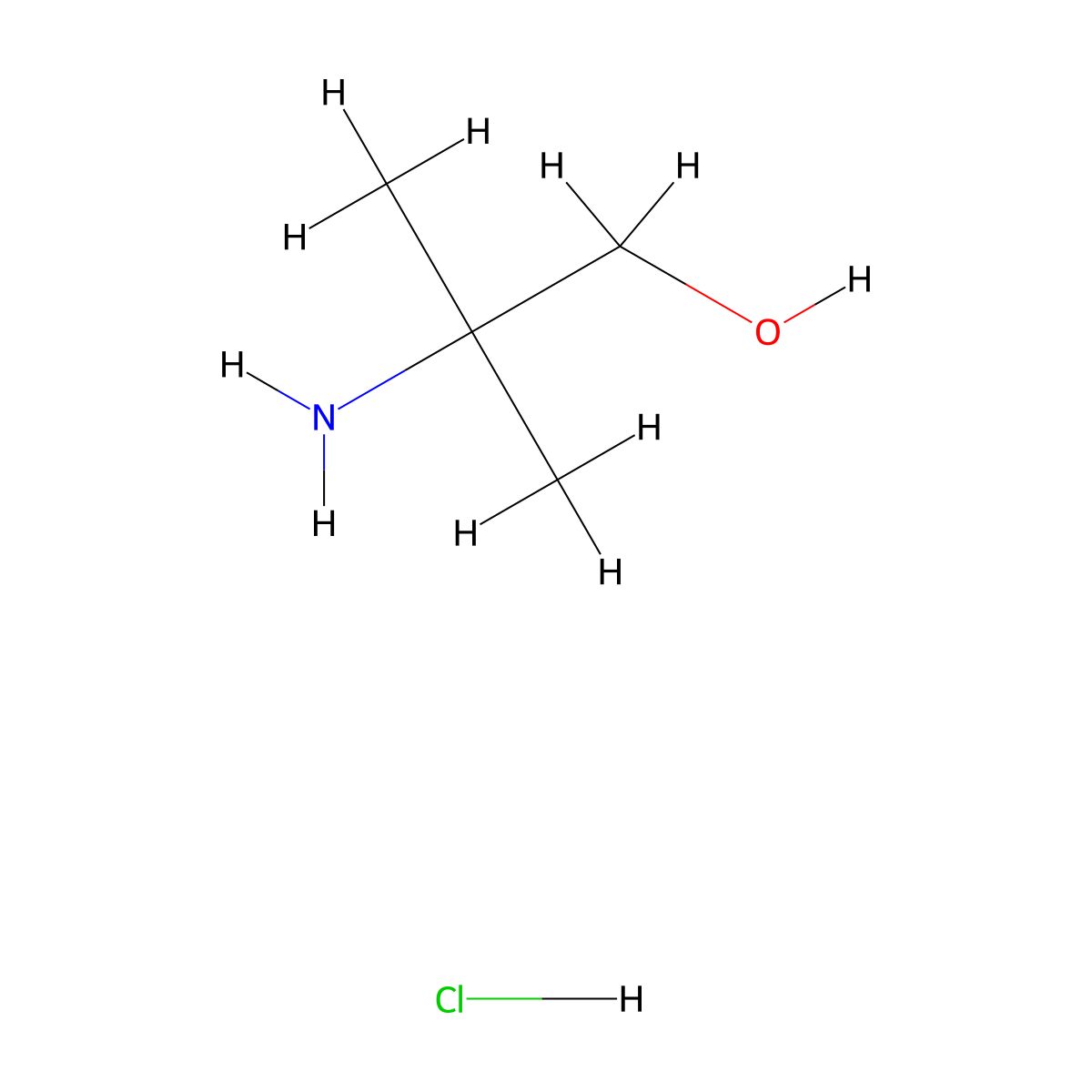 2-Amino-2-methyl-1-propanol hydrochloride molecular structure, CAS 3207-12-3