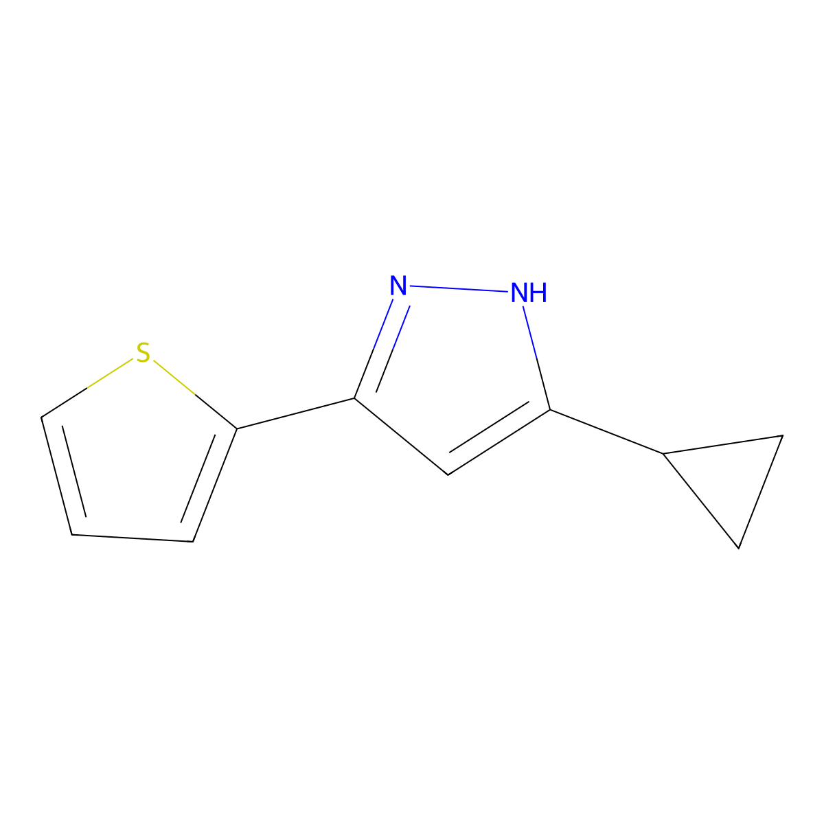 5-cyclopropyl-3-(thiophen-2-yl)-1H-pyrazole molecular structure, CAS 320718-46-5