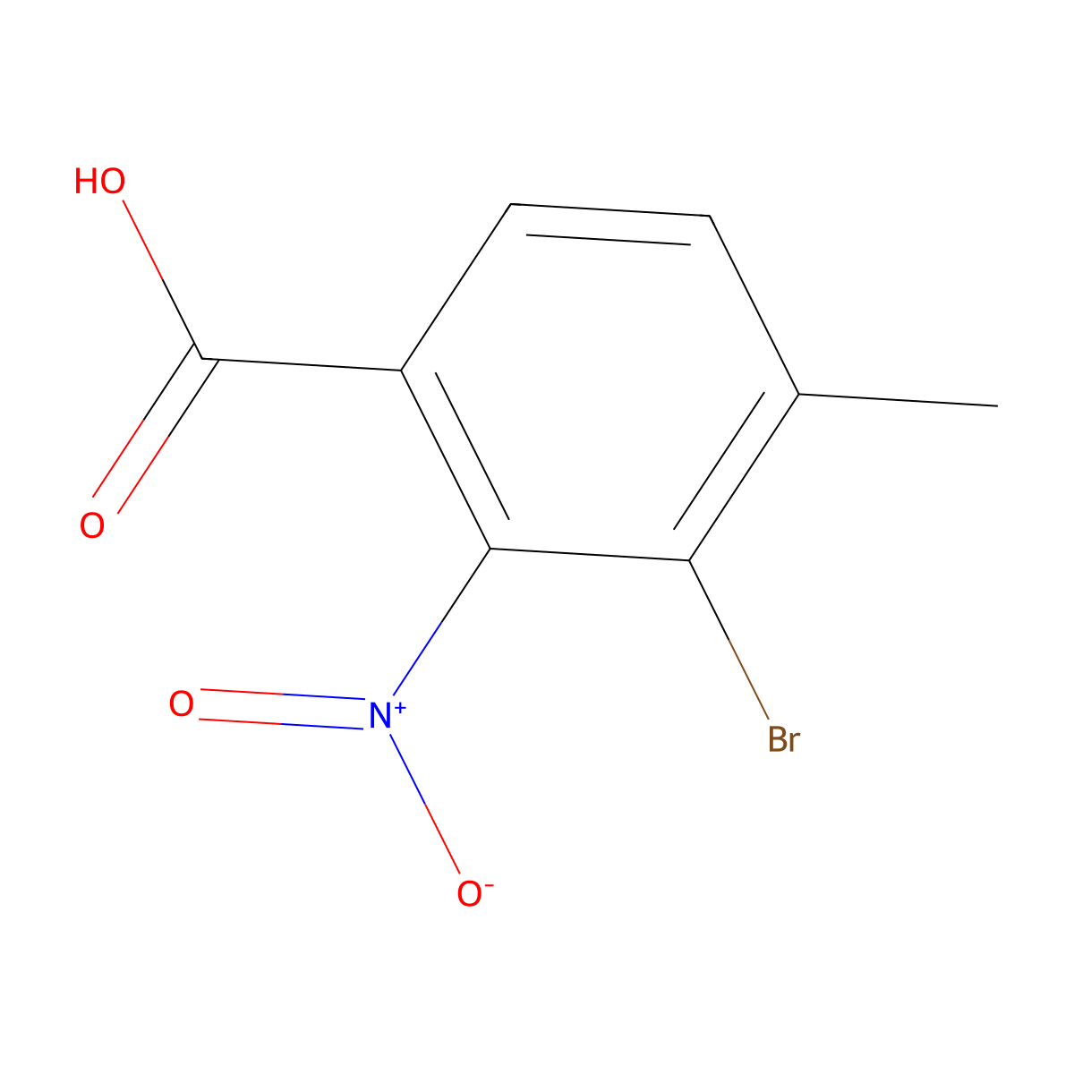 3-Bromo-4-methyl-2-nitrobenzoic acid molecular structure, CAS 320740-32-7