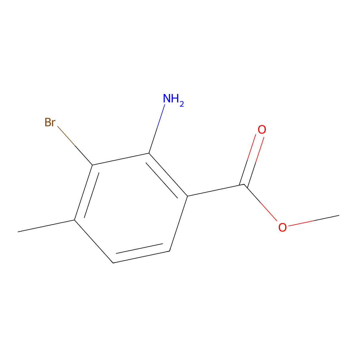 Methyl 2-amino-3-bromo-4-methylbenzoate molecular structure, CAS 320740-34-9