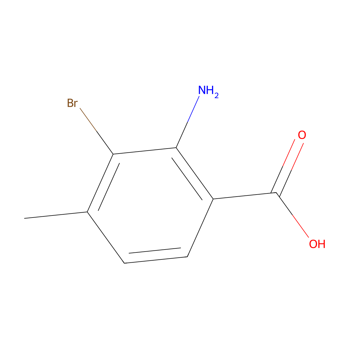 2-Amino-3-bromo-4-methylbenzoic acid molecular structure, CAS 320740-35-0