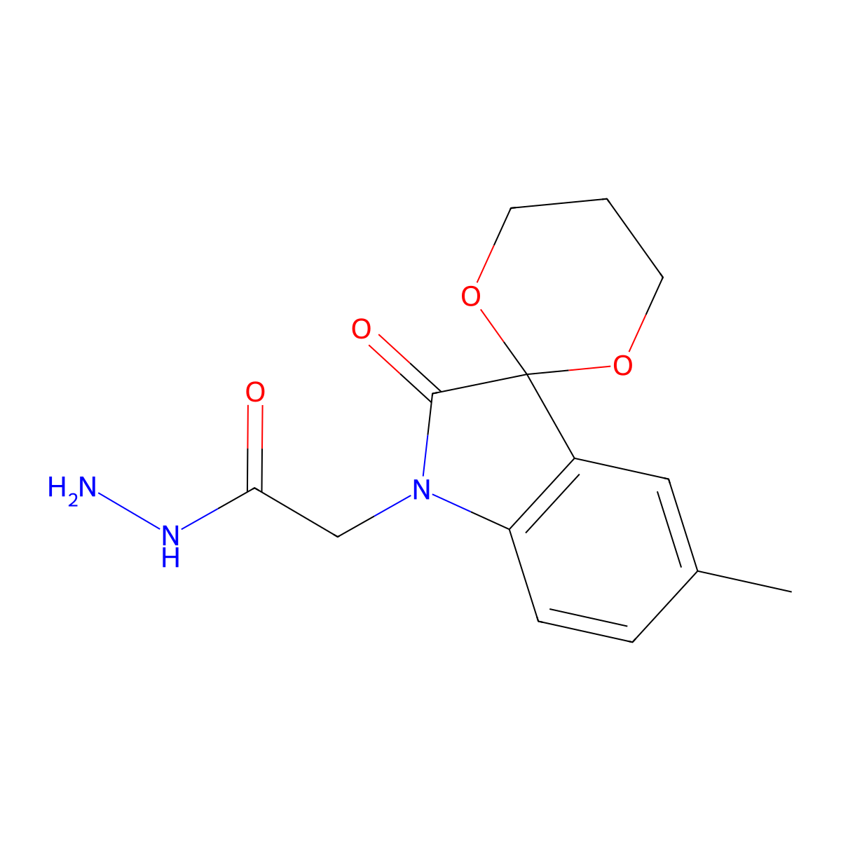2-(5'-Methyl-2'-oxospiro[1,3-dioxane-2,3'-indole]-1'-yl)acetohydrazide molecular structure, CAS 320741-49-9