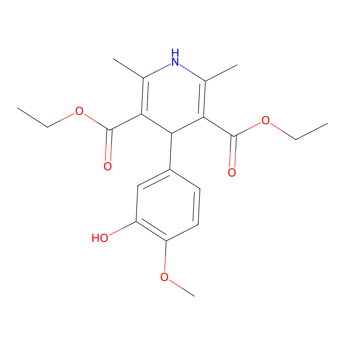 Diethyl 4-(3-hydroxy-4-methoxyphenyl)-2,6-dimethyl-1,4-dihydropyridine-3,5-dicarboxylate molecular structure, CAS 320741-61-5