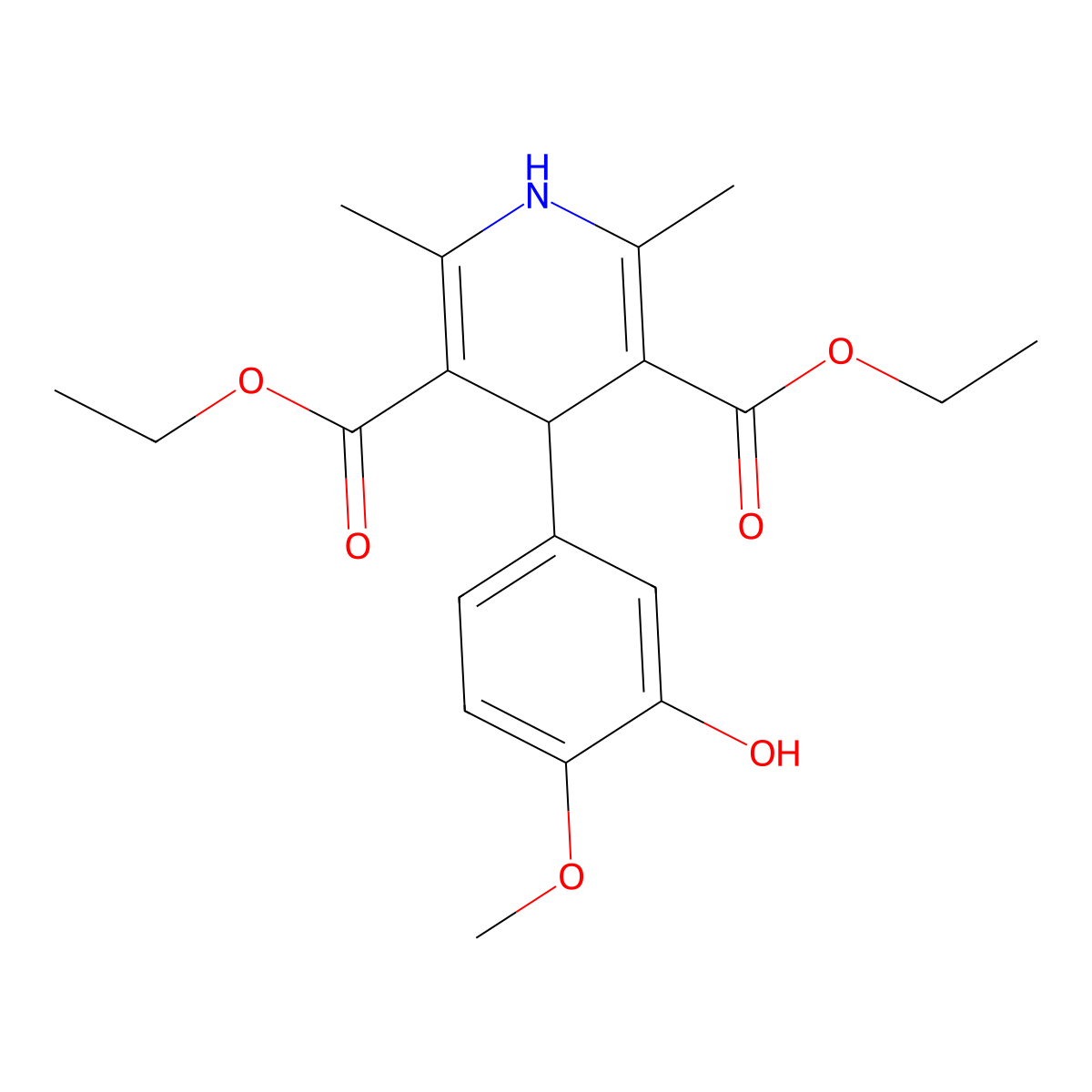 Diethyl 4-(3-hydroxy-4-methoxyphenyl)-2,6-dimethyl-1,4-dihydropyridine-3,5-dicarboxylate molecular structure, CAS 320741-61-5