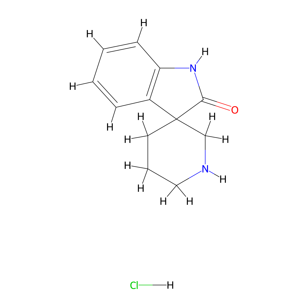 Spiro[indoline-3,3'-piperidin]-2-one hydrochloride molecular structure, CAS 320772-89-2