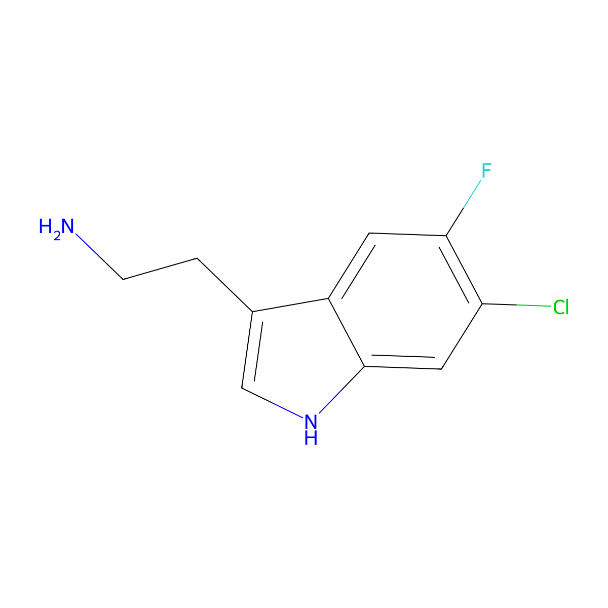 2-(6-chloro-5-fluoro-1H-indol-3-yl)ethan-1-amine molecular structure, CAS 320782-23-8